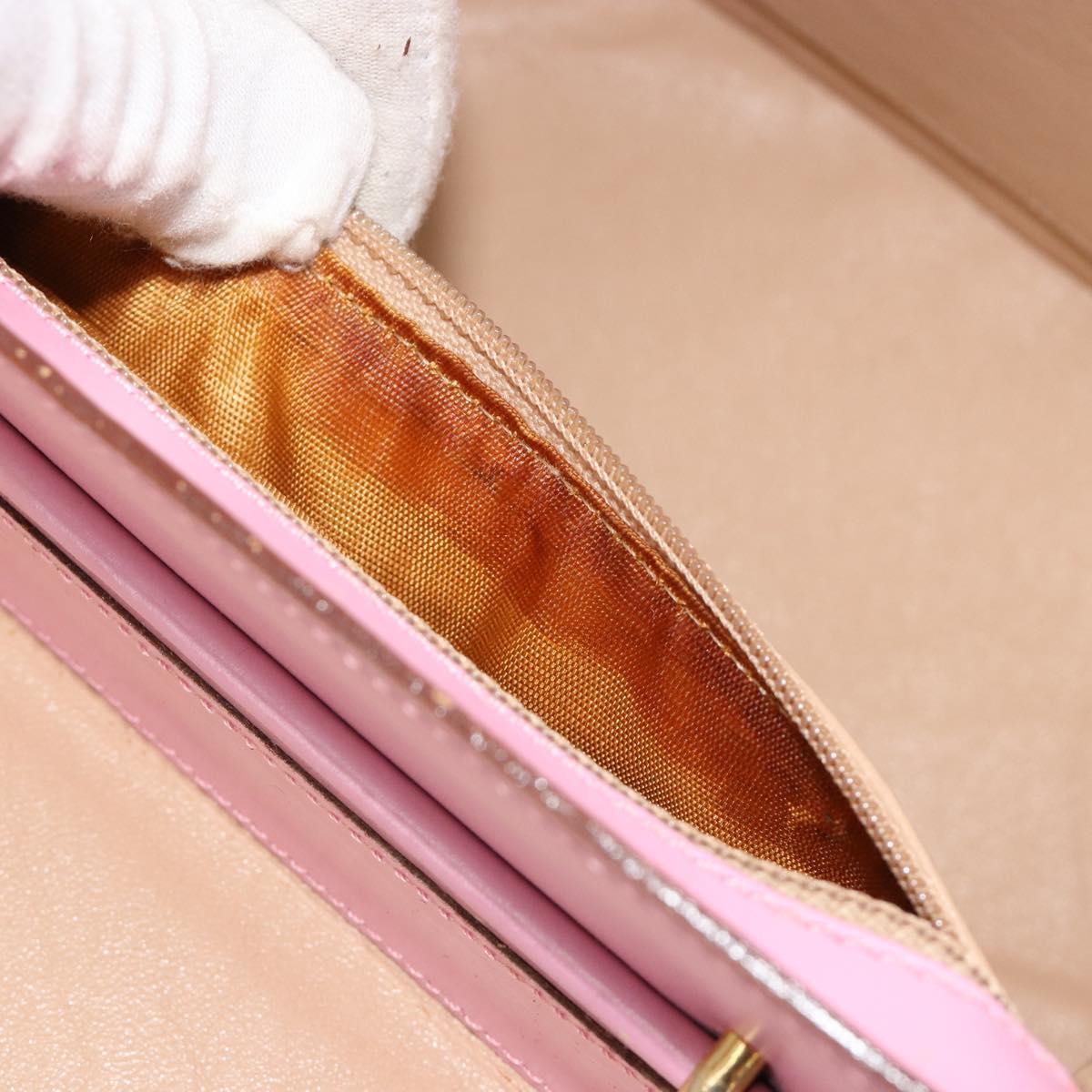 CELINE Vanity Shoulder Bag Leather 2way Gold Pink Auth 183776A