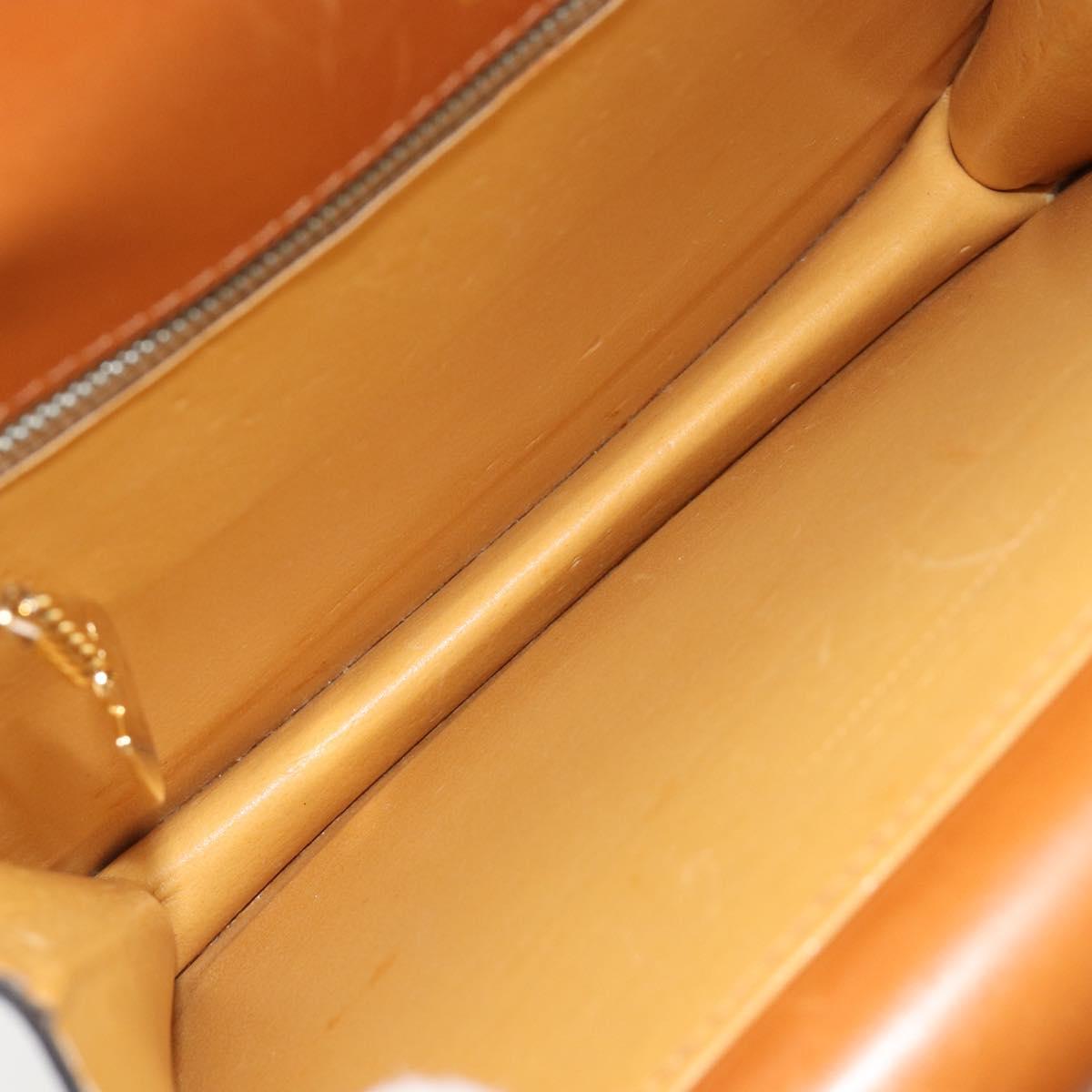 CELINE Hand Bag Leather Beige Gold Auth 183777