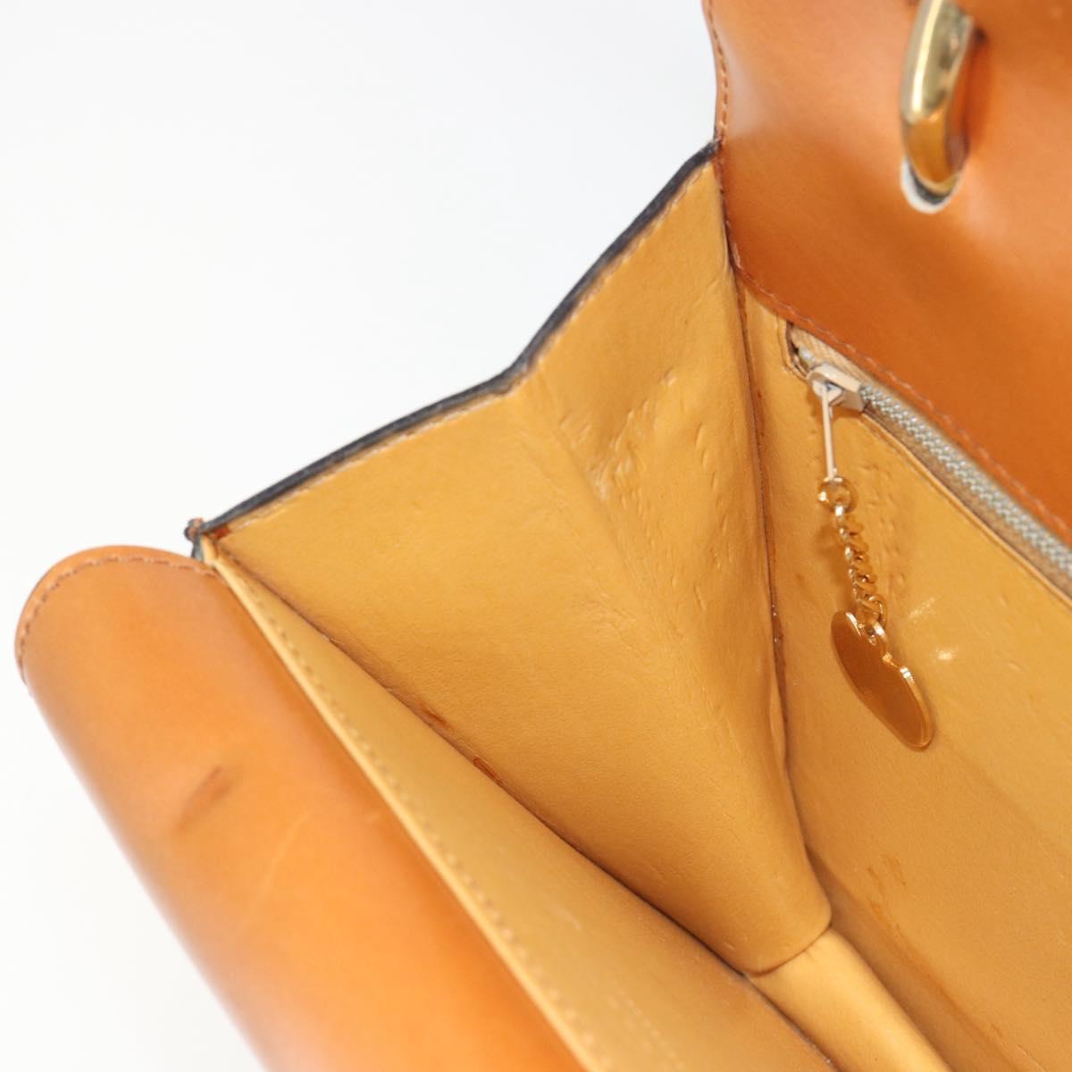 CELINE Hand Bag Leather Beige Gold Auth 183777