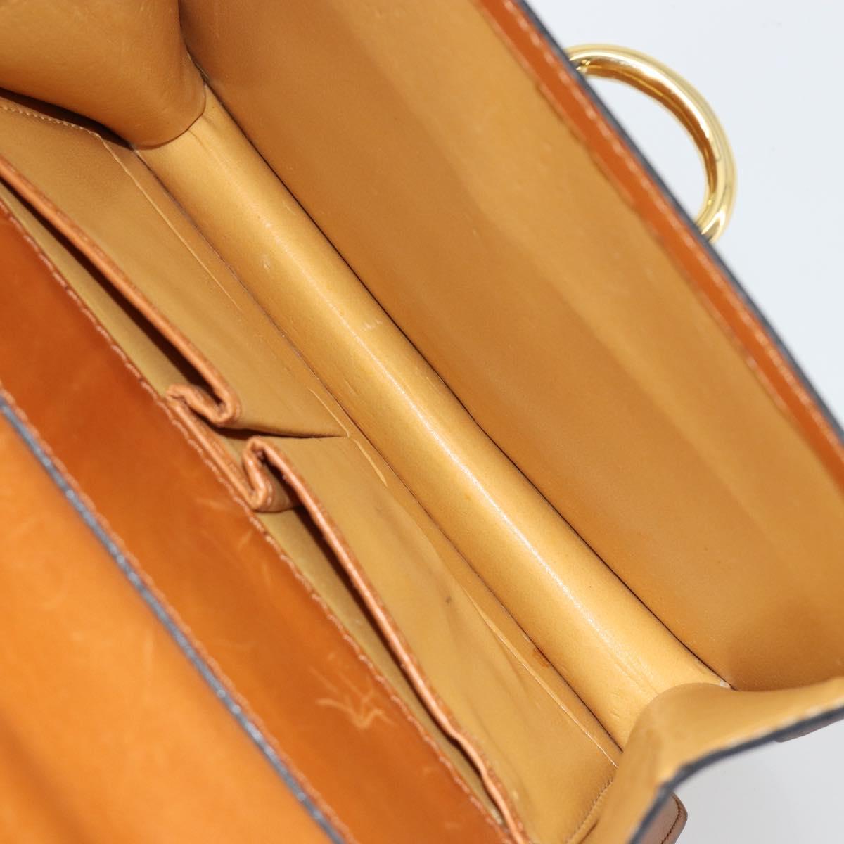 CELINE Hand Bag Leather Beige Gold Auth 183777