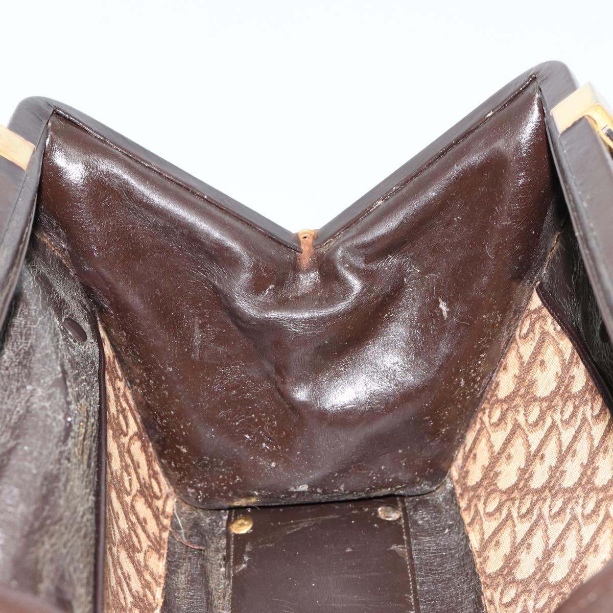 Christian Dior Trotter Canvas Hand Bag Beige Gold Auth 183778