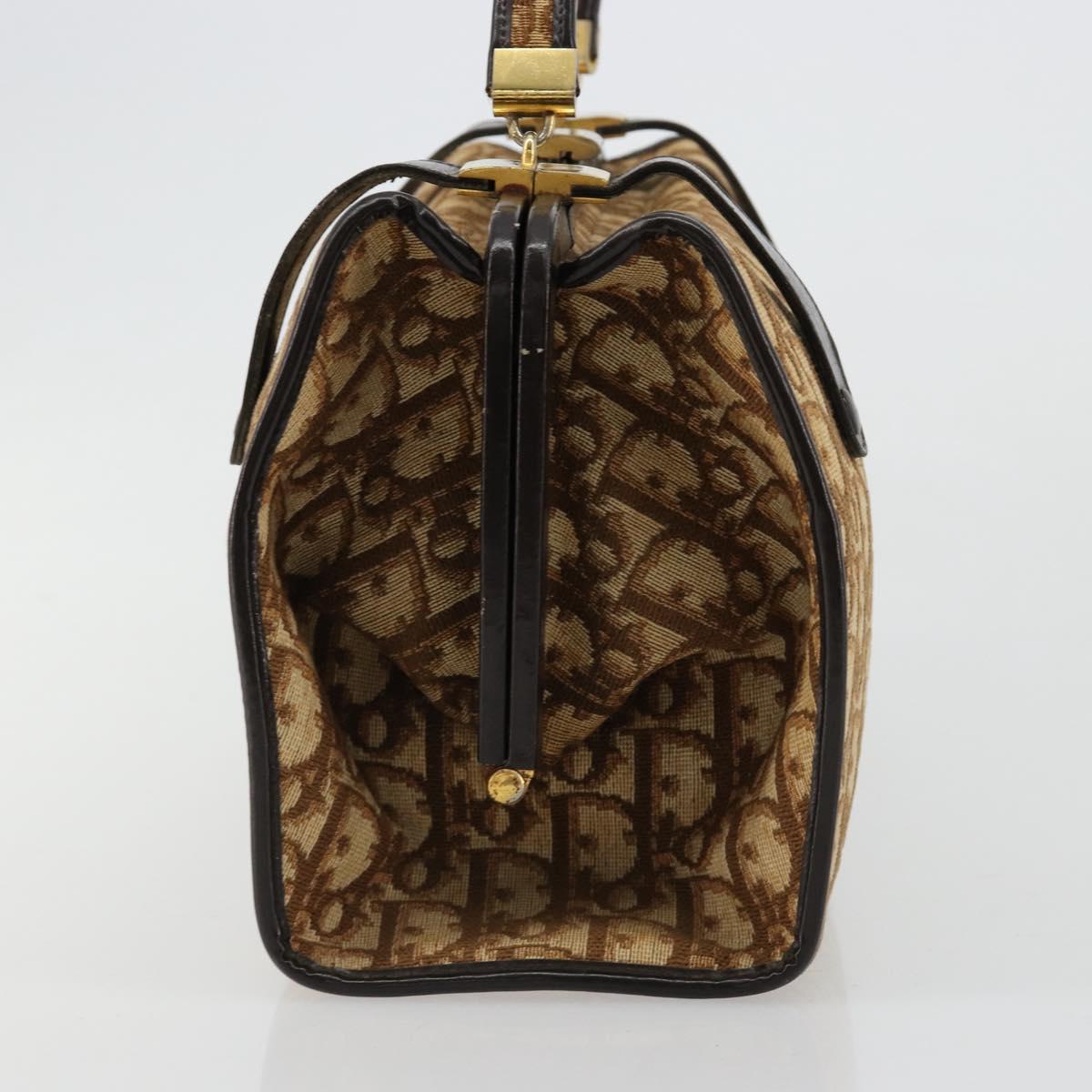Christian Dior Trotter Canvas Hand Bag Beige Gold Auth 183778