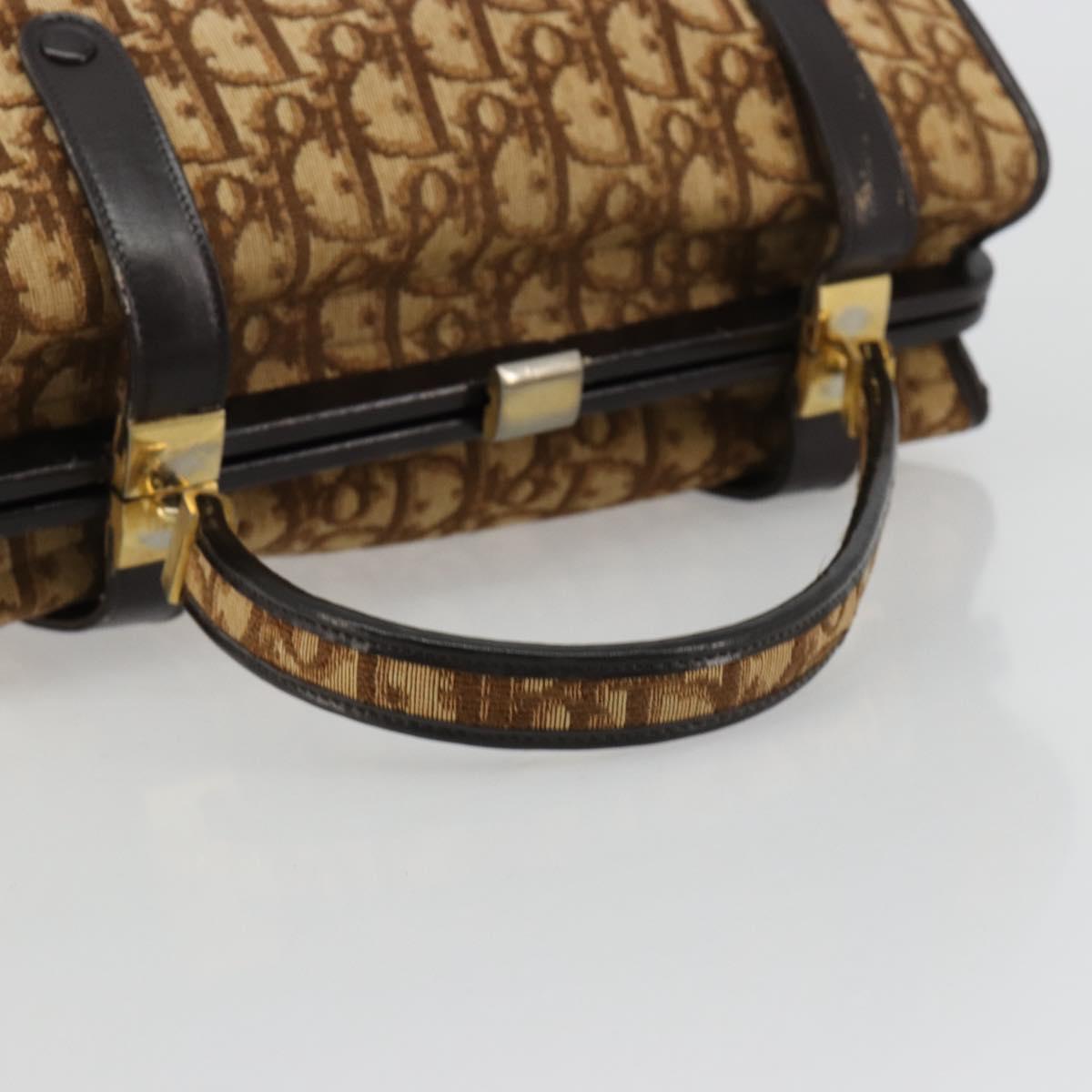 Christian Dior Trotter Canvas Hand Bag Beige Gold Auth 183778