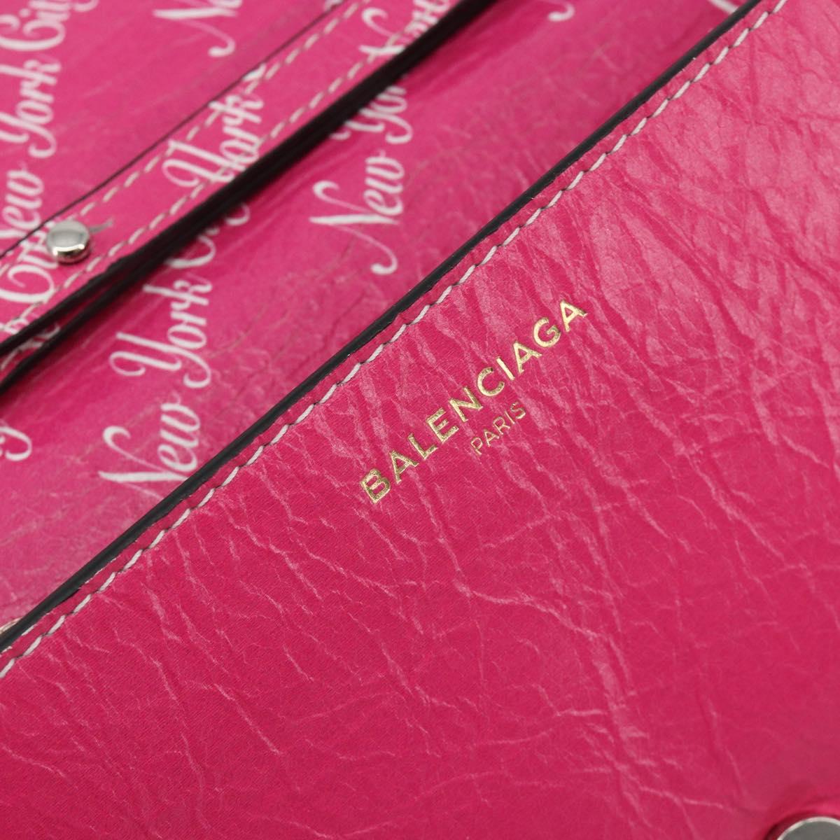 BALENCIAGA Chain Shoulder Bag Leather Pink Silver 197938 Auth 183779V