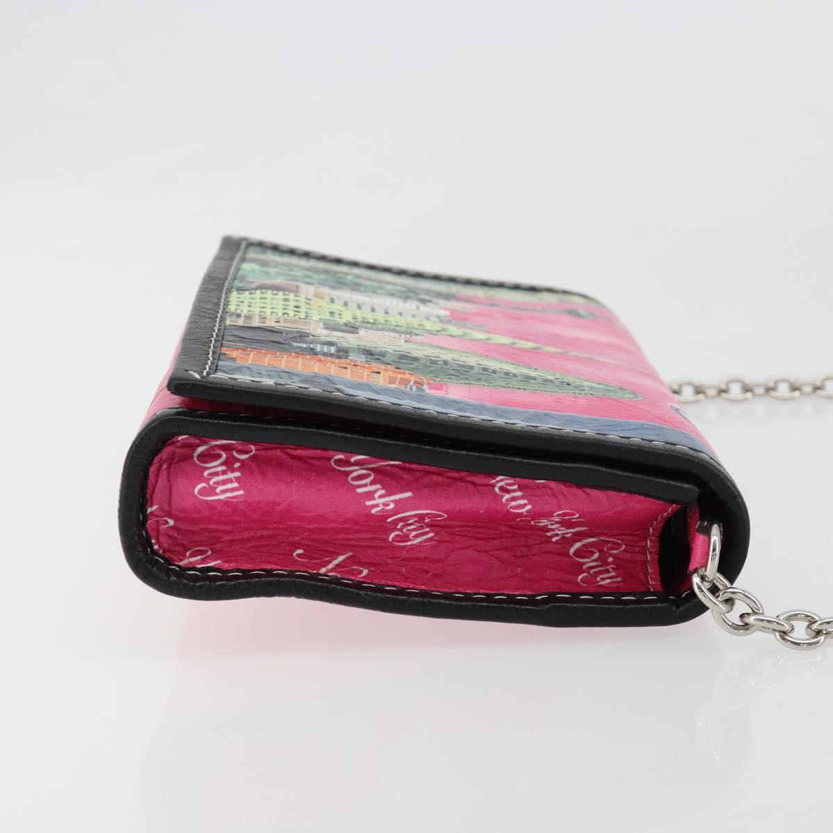 BALENCIAGA Chain Shoulder Bag Leather Pink Silver 197938 Auth 183779V