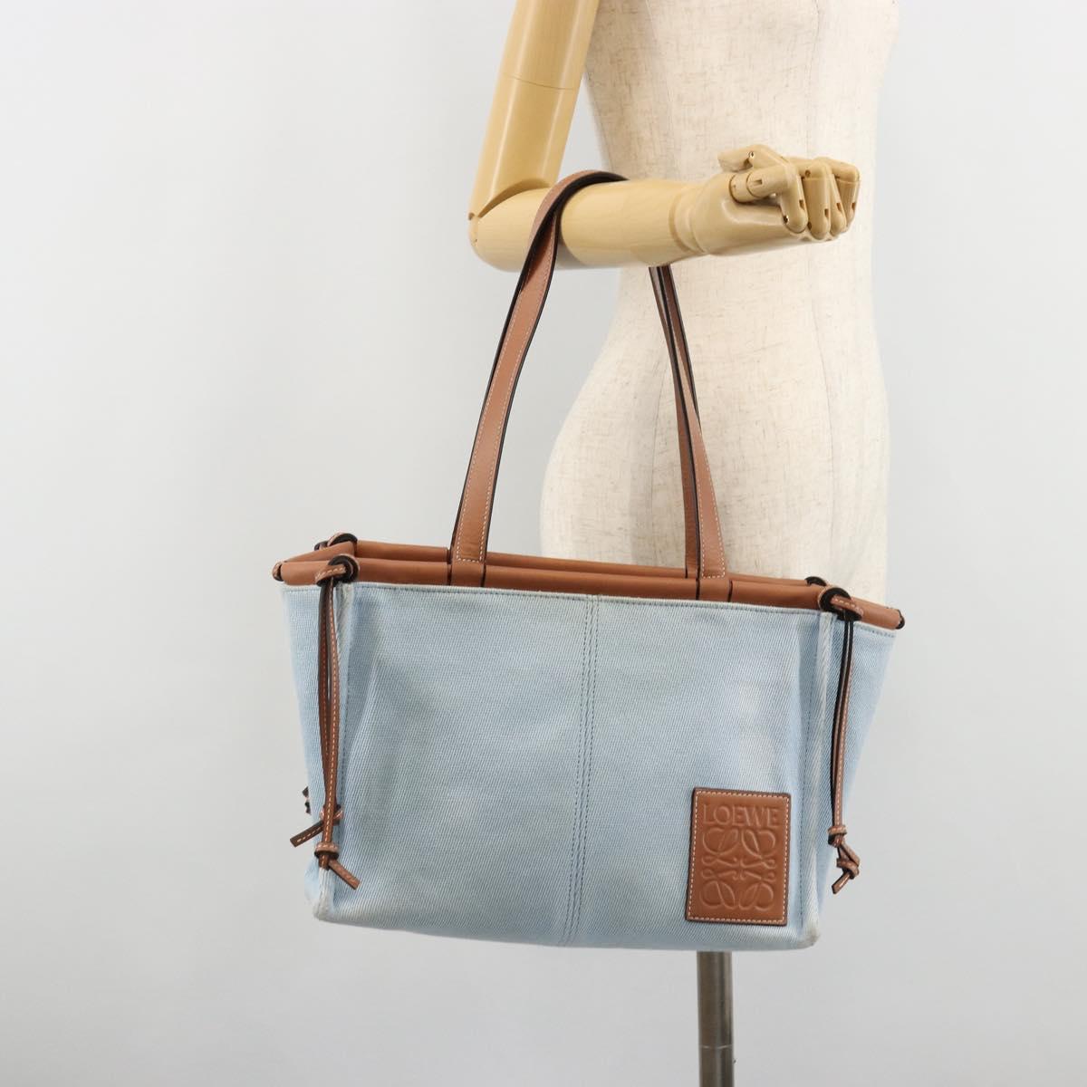 LOEWE Anagram Tote Bag Canvas Light Blue Auth 183780A