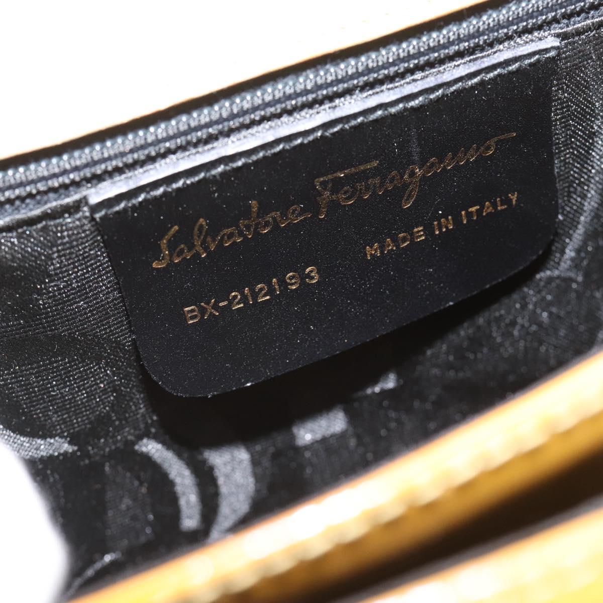Salvatore Ferragamo Gancini Hand Bag Patent leather 2way Gold Yellow Auth 183782