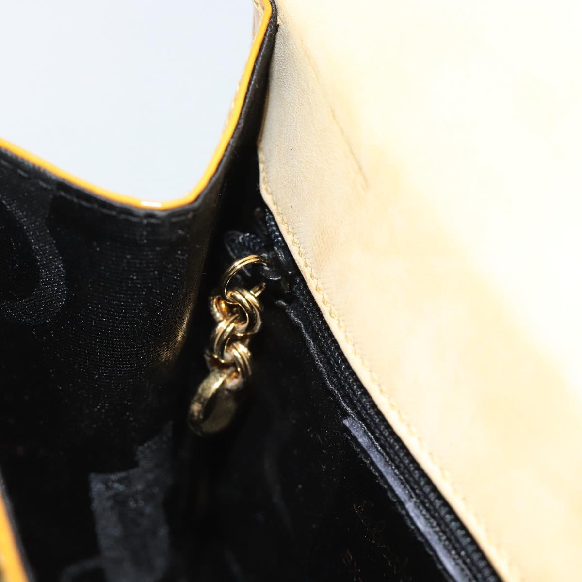Salvatore Ferragamo Gancini Hand Bag Patent leather 2way Gold Yellow Auth 183782