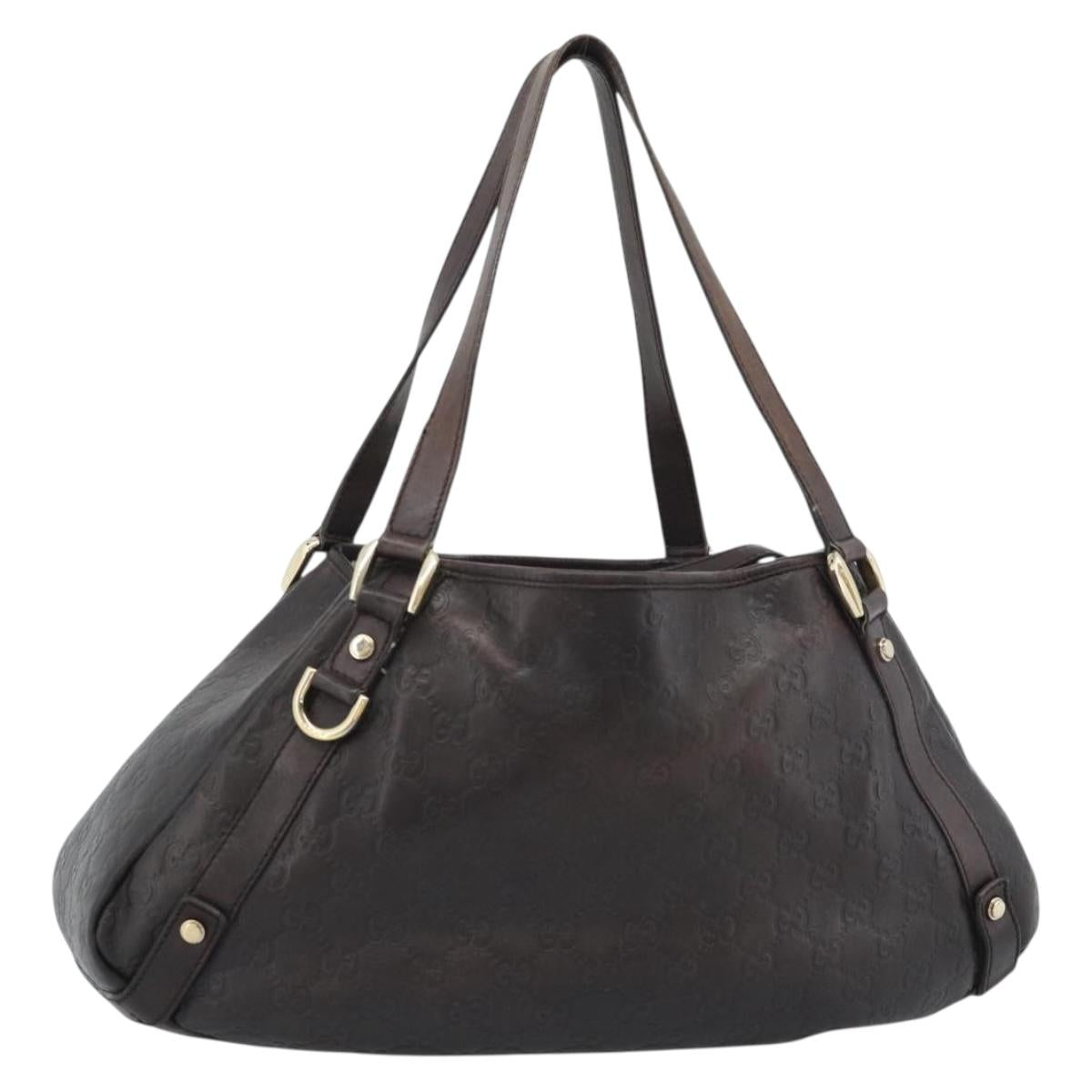 GUCCI GG Canvas Guccissima Abbey Tote Bag Leather Brown Gold 239735 Auth 183789