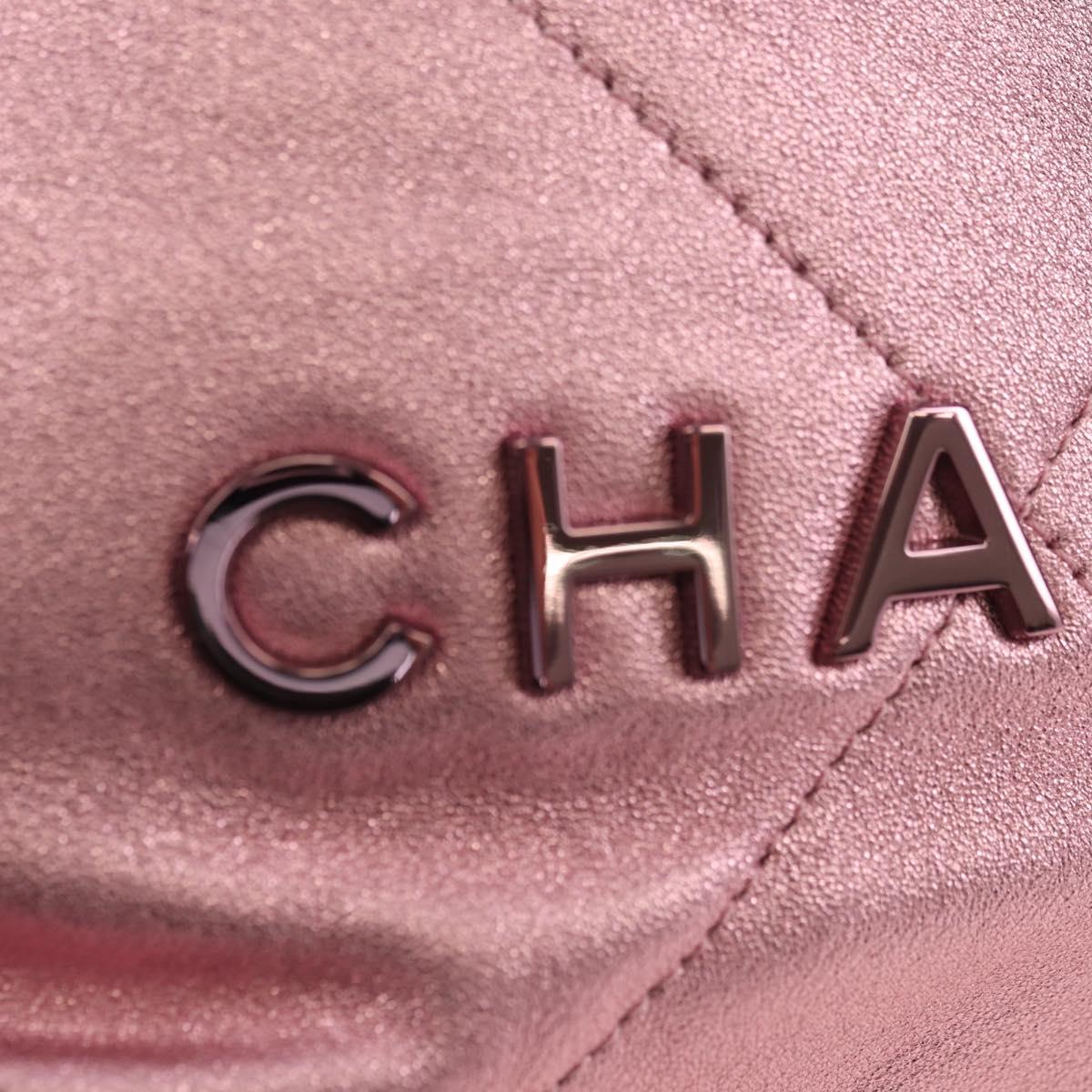 CHANEL Chain Chanel 22 Mini Shoulder Bag Calf Skin Pink CC Auth 183791SM