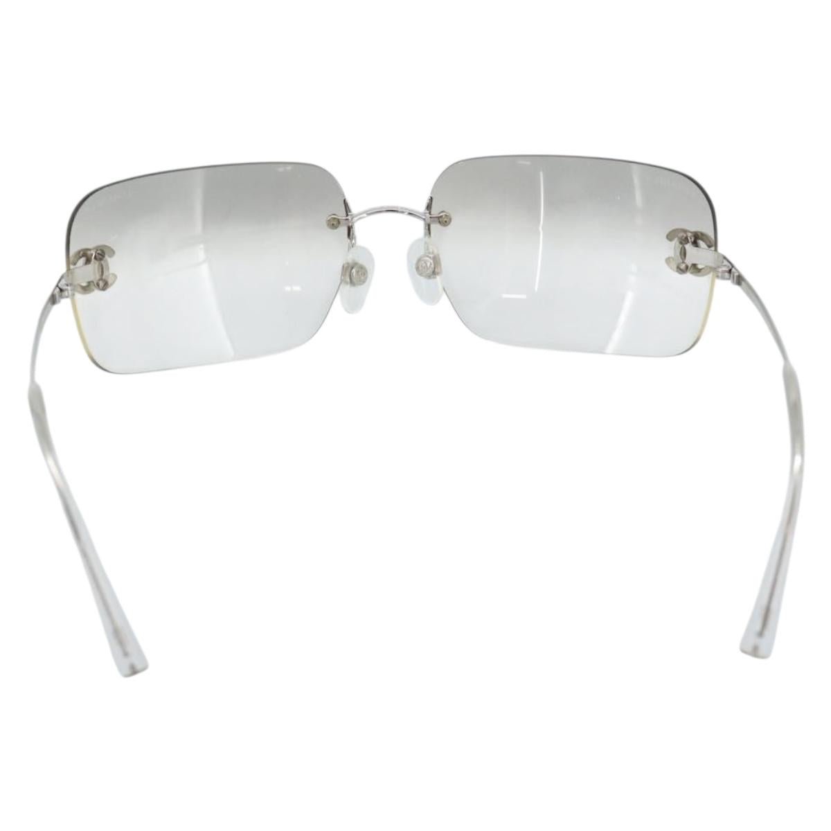 CHANEL COCO Mark Sunglasses metal Clear CC Auth 183797V