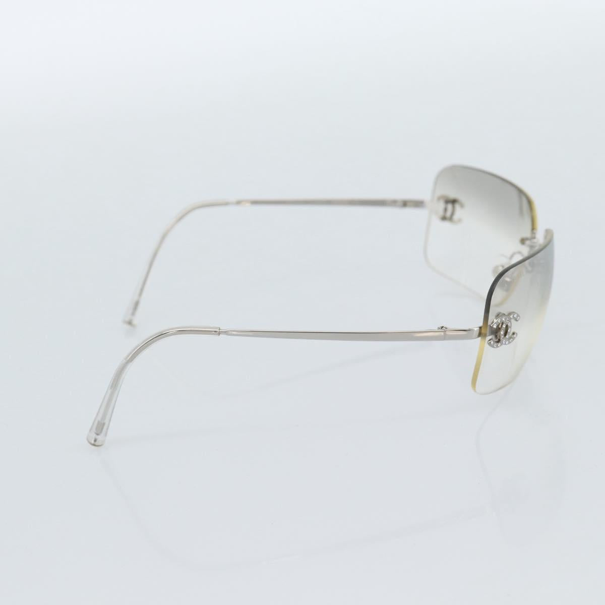 CHANEL COCO Mark Sunglasses metal Clear CC Auth 183797V