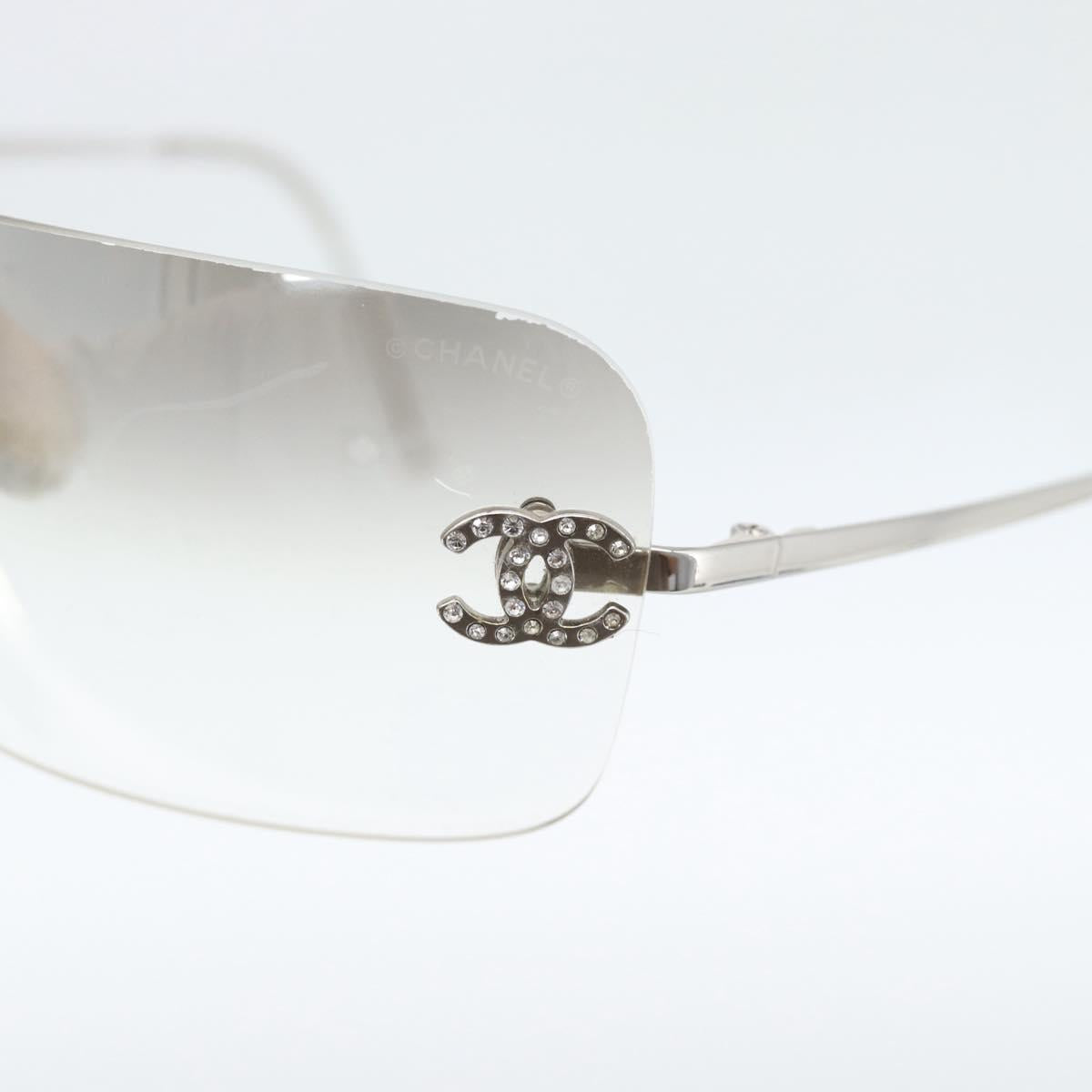 CHANEL COCO Mark Sunglasses metal Clear CC Auth 183797V