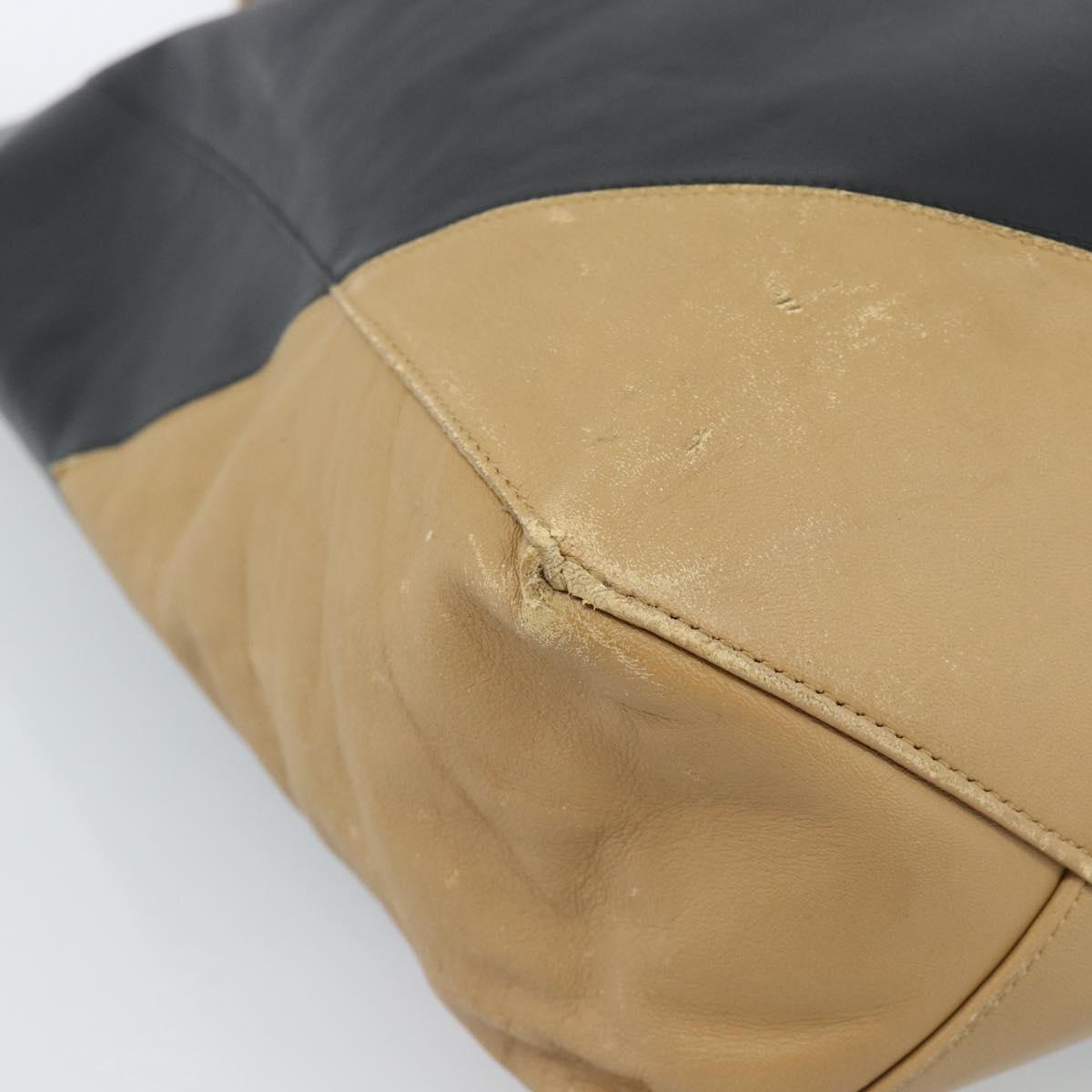 CELINE Tote Bag Leather Black Auth 183811