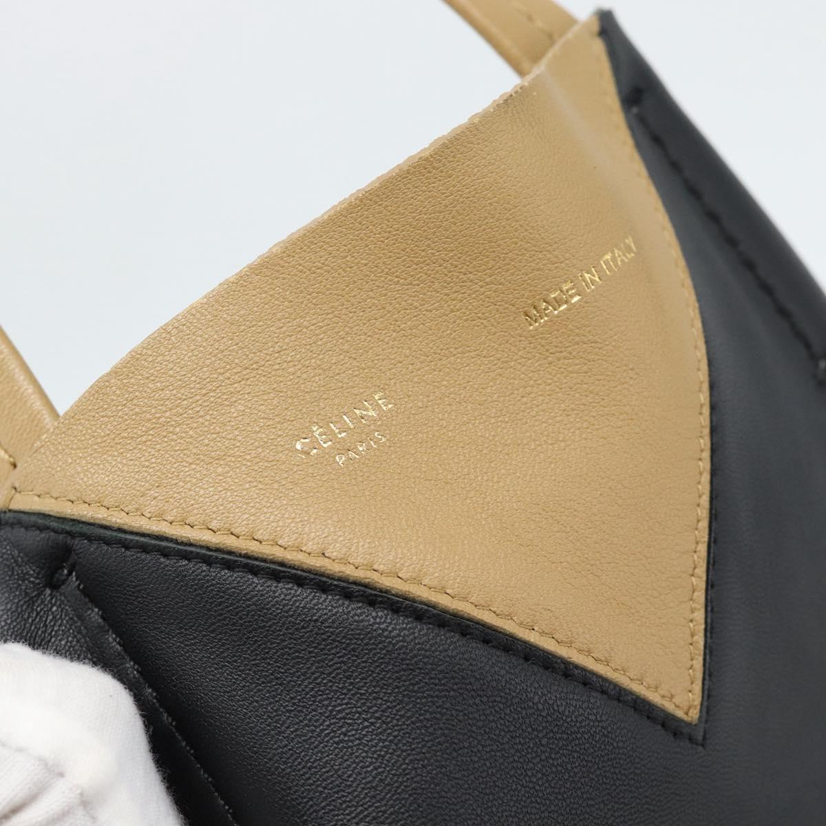CELINE Tote Bag Leather Black Auth 183811
