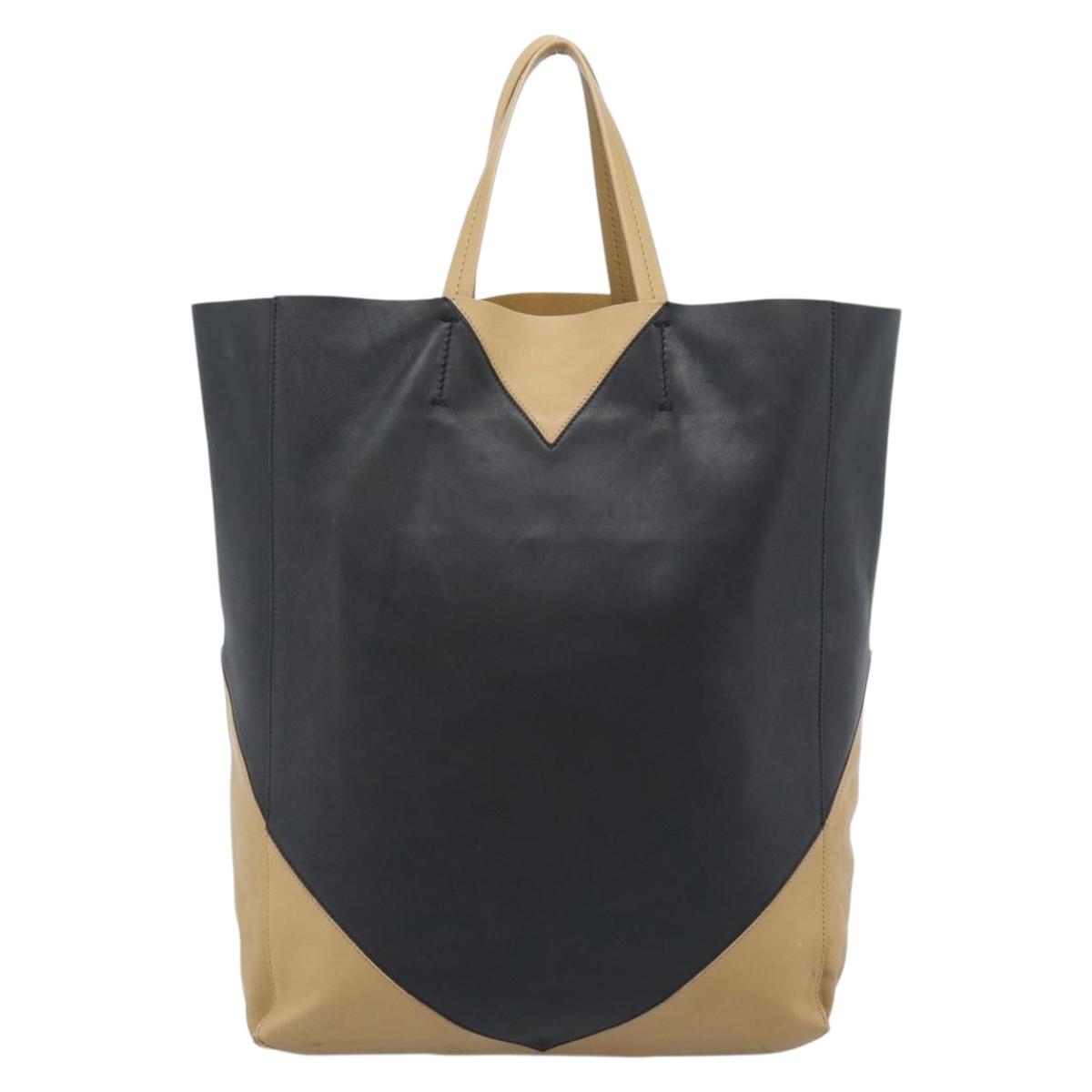 CELINE Tote Bag Leather Black Auth 183811
