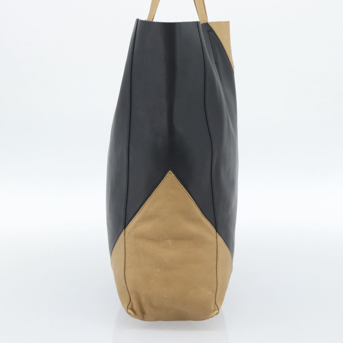 CELINE Tote Bag Leather Black Auth 183811