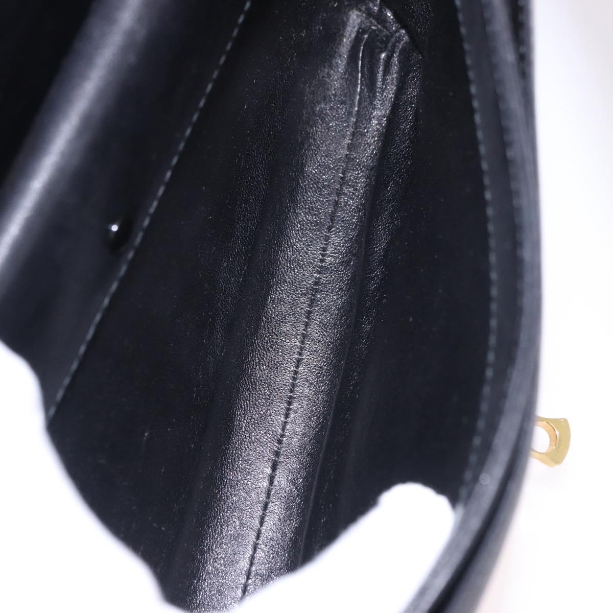 GUCCI Shoulder Bag Leather Black Gold Auth 183812V
