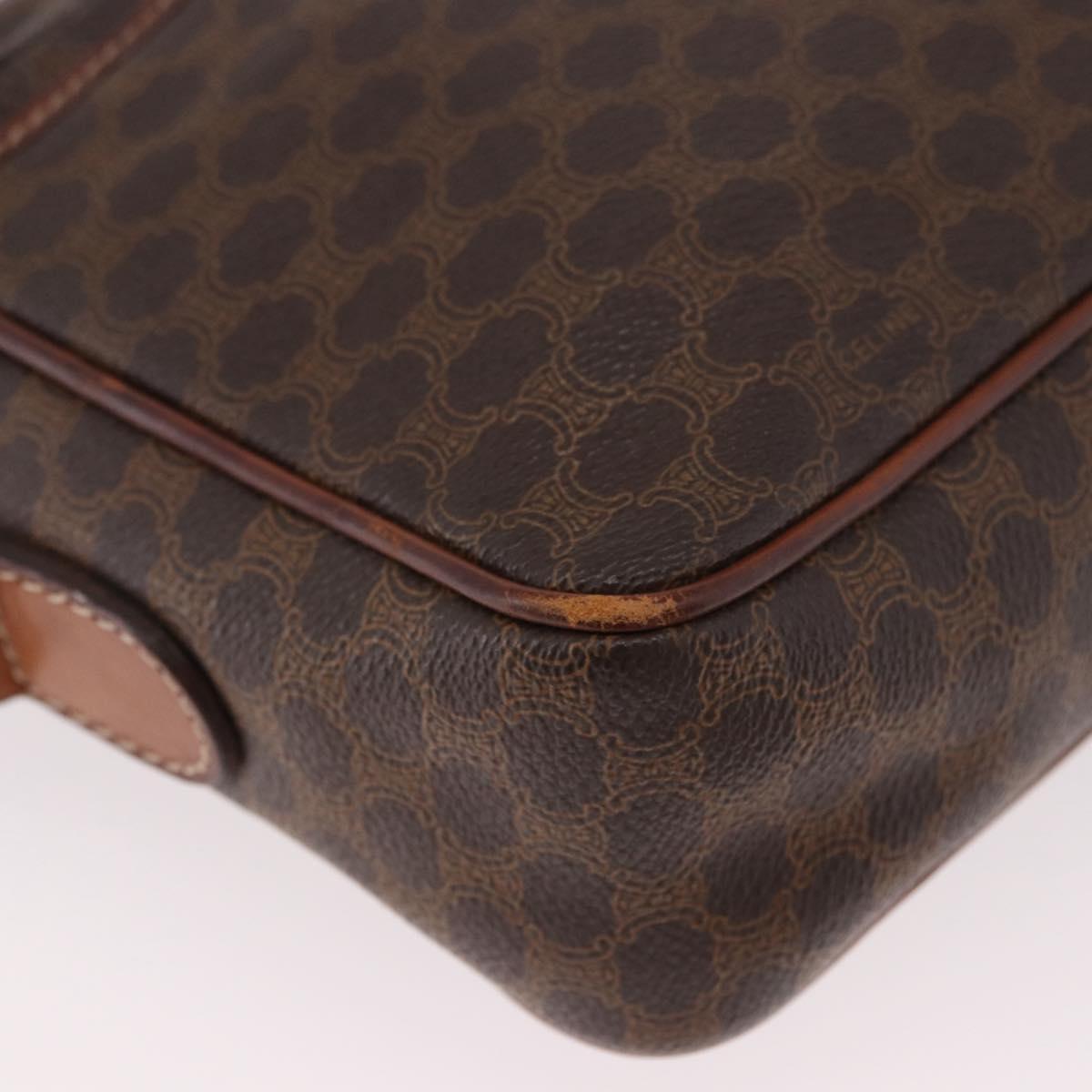 CELINE Macadam Canvas Shoulder Bag PVC Leather Brown Gold Auth 183815