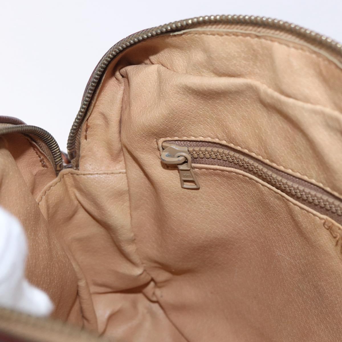 CELINE Macadam Canvas Shoulder Bag PVC Leather Brown Gold Auth 183815