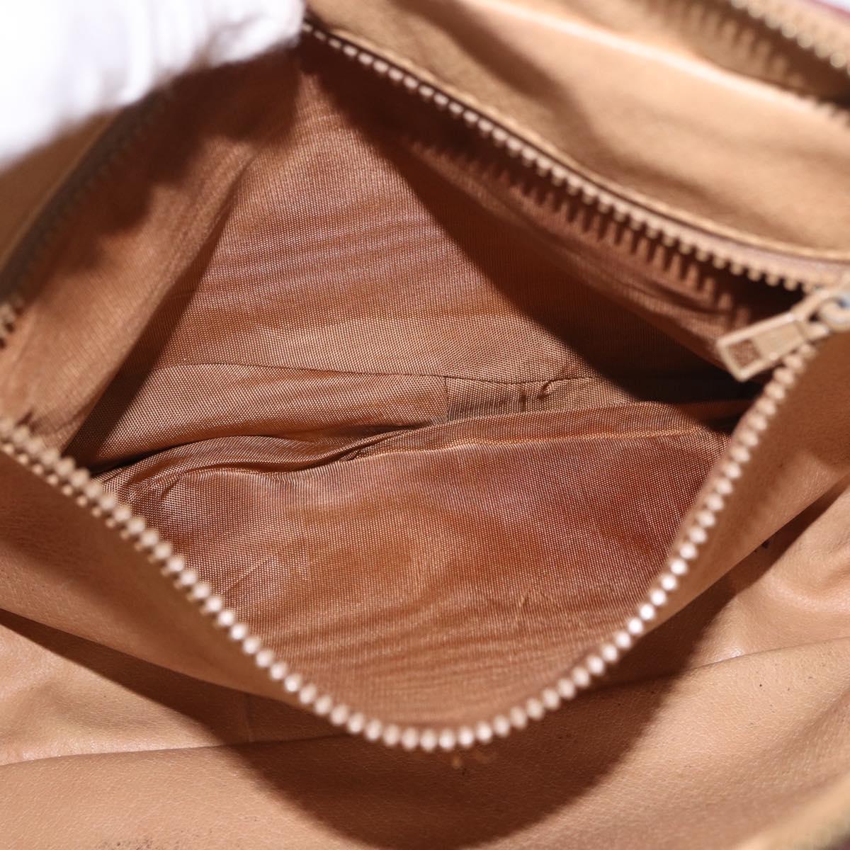 CELINE Macadam Canvas Shoulder Bag PVC Leather Brown Gold Auth 183815