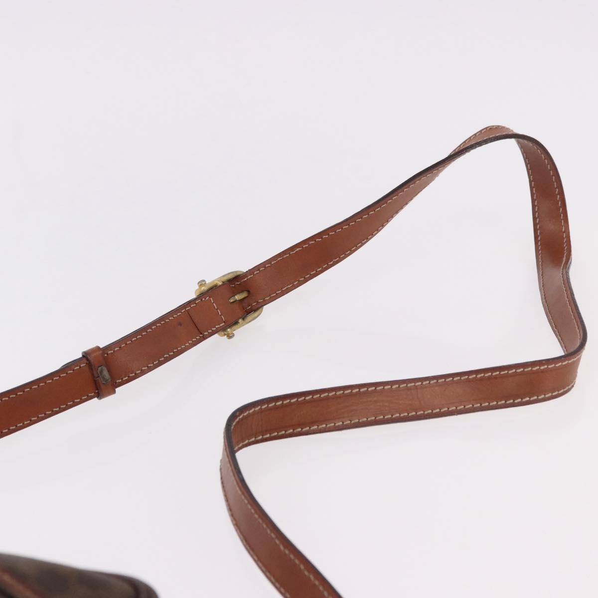 CELINE Macadam Canvas Shoulder Bag PVC Leather Brown Gold Auth 183815