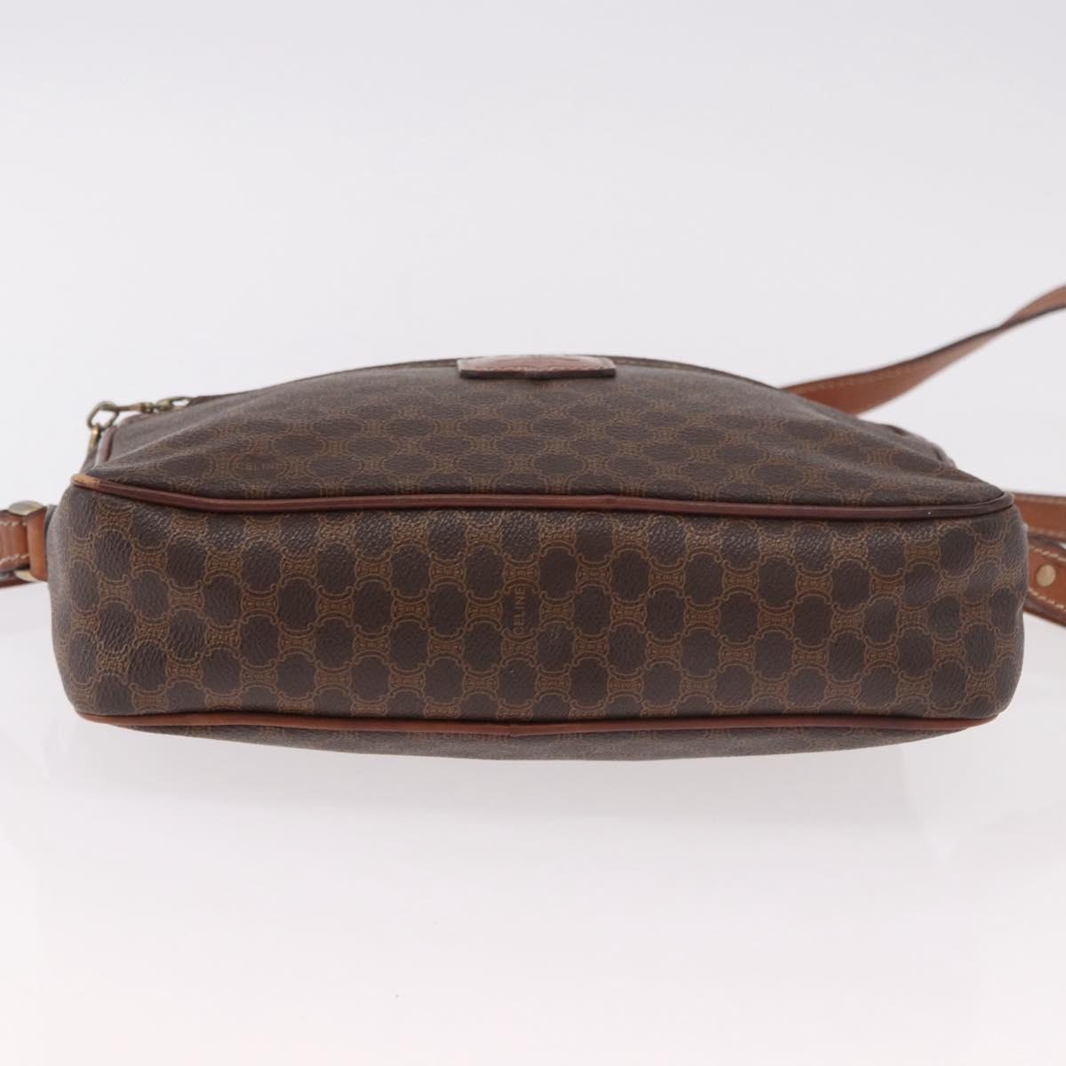 CELINE Macadam Canvas Shoulder Bag PVC Leather Brown Gold Auth 183815