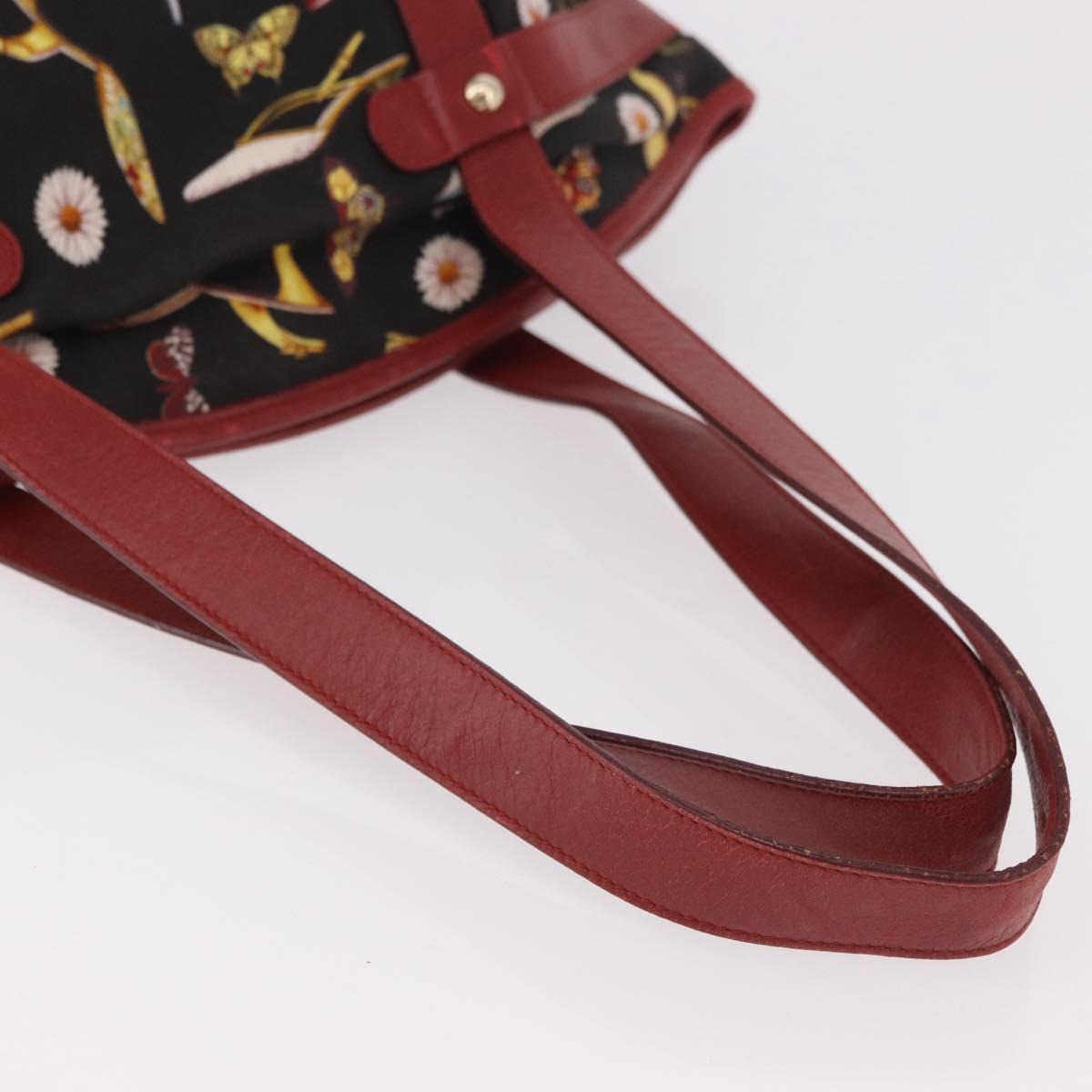 Salvatore Ferragamo Tote Bag Canvas Black Gold Auth 183829