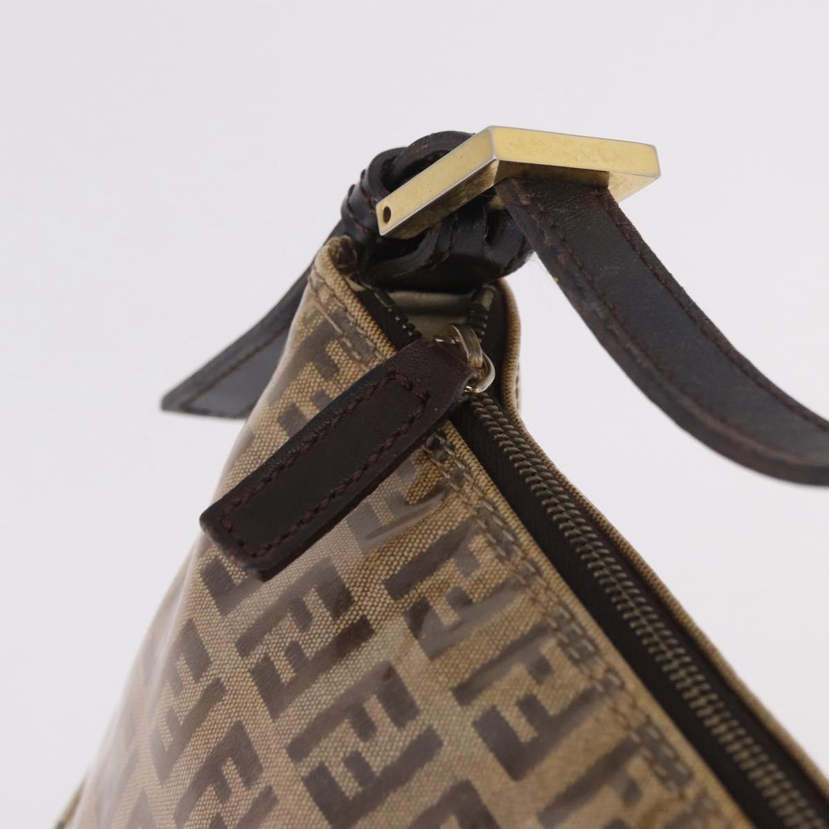 FENDI Zucchino Canvas Hand Bag Beige Gold Auth 183830