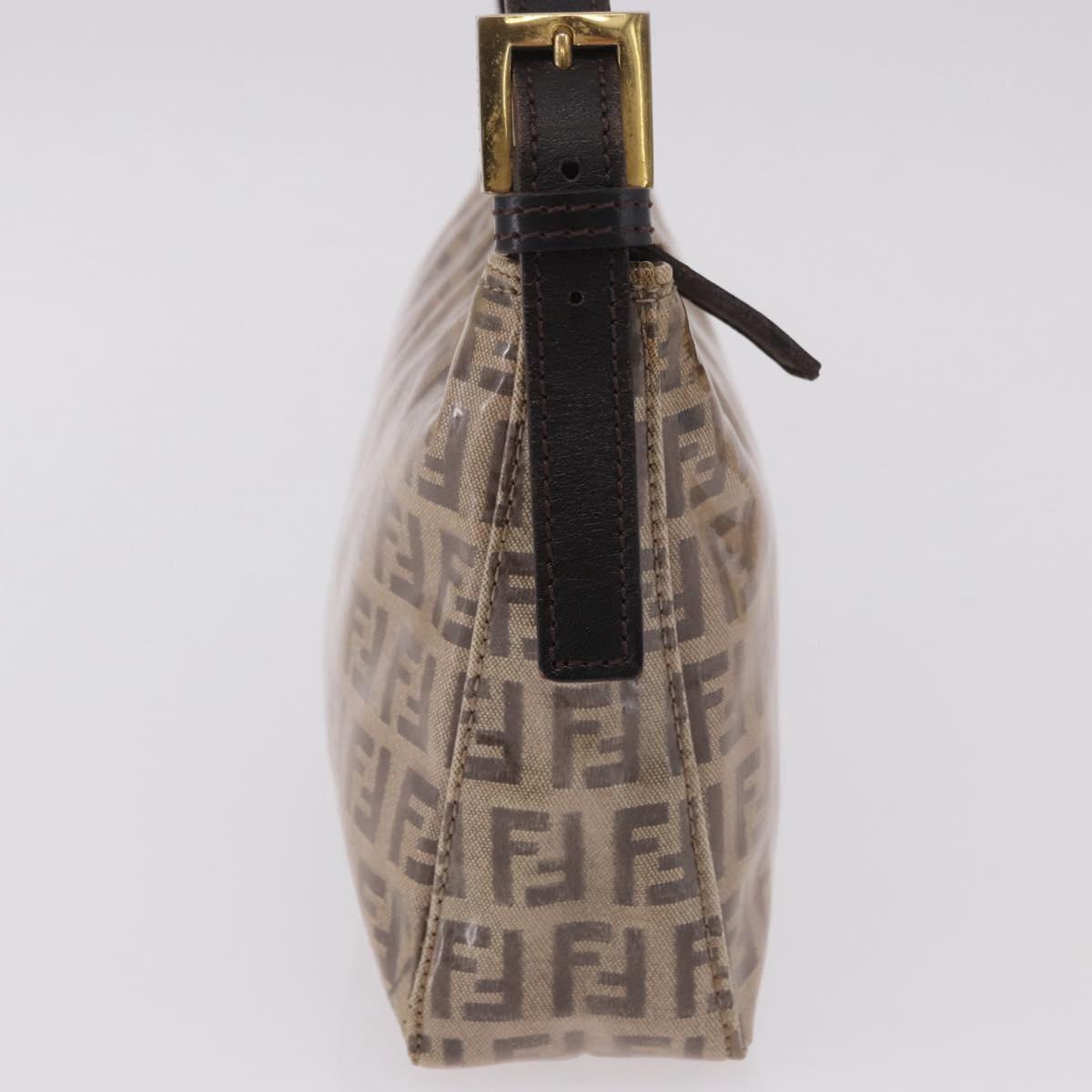 FENDI Zucchino Canvas Hand Bag Beige Gold Auth 183830
