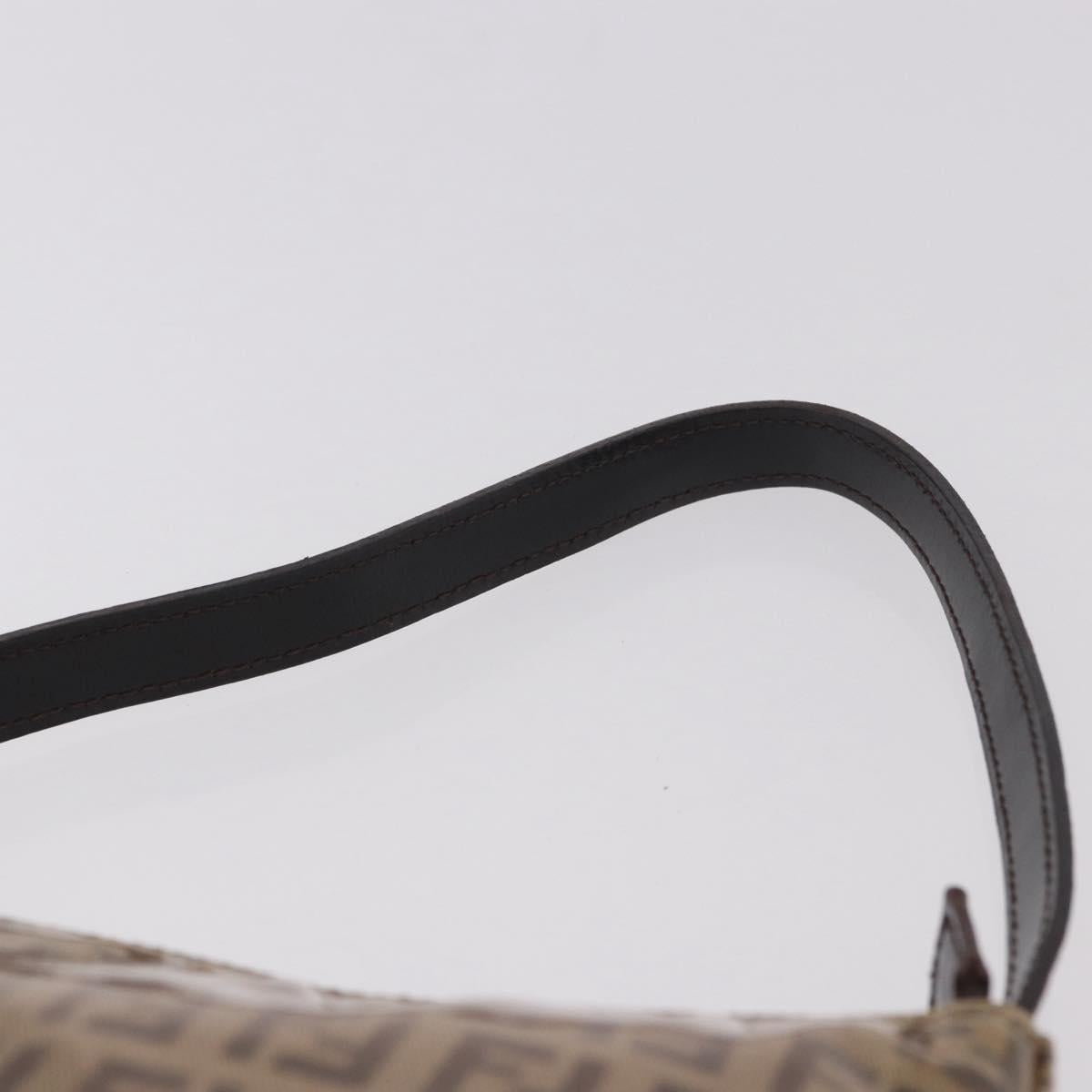 FENDI Zucchino Canvas Hand Bag Beige Gold Auth 183830