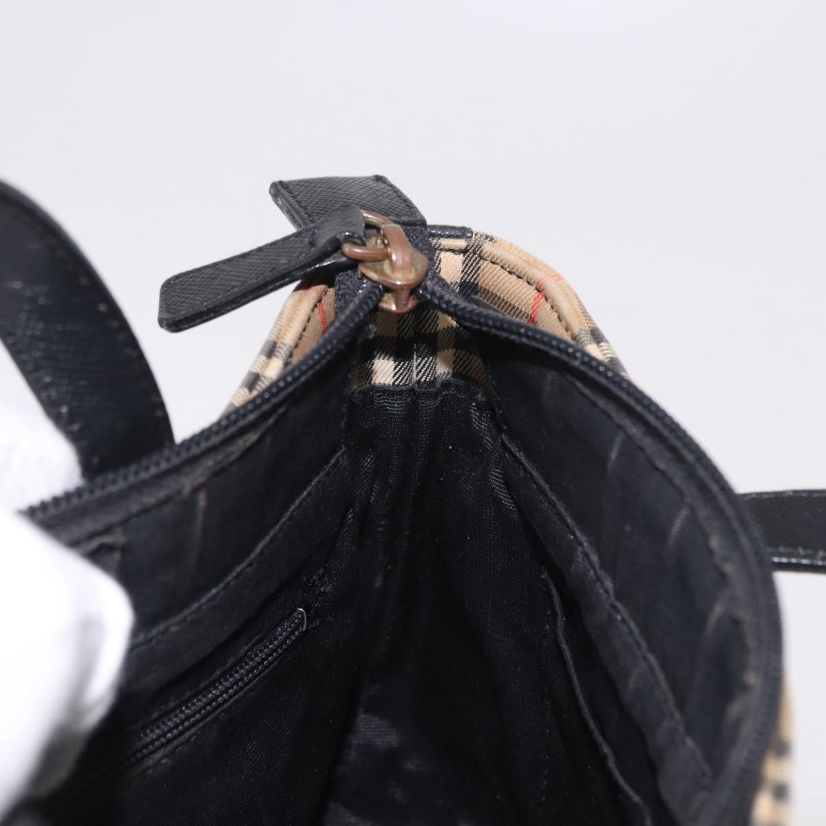 BURBERRY Nova Check Hand Bag Canvas Beige Gold Auth 183831