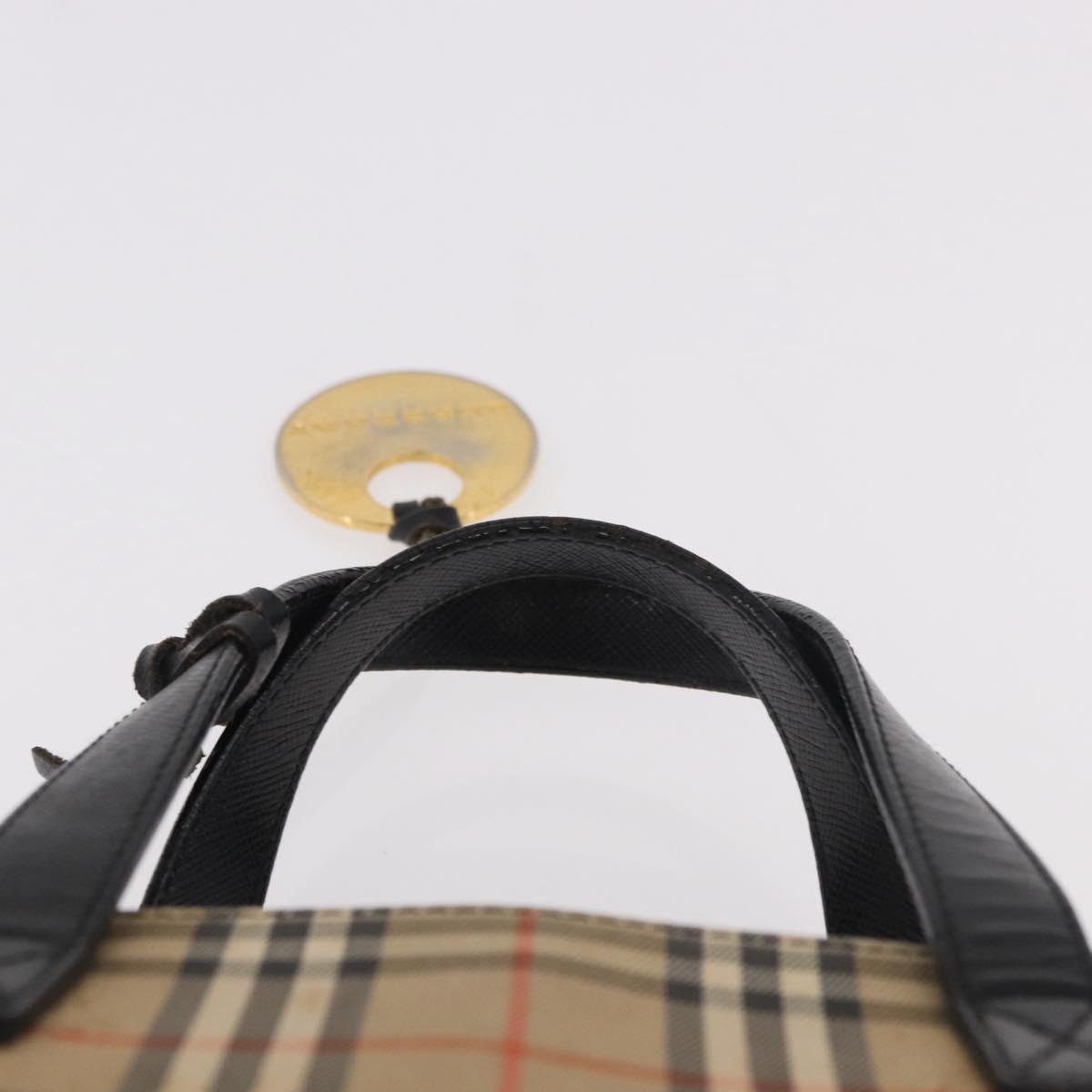 BURBERRY Nova Check Hand Bag Canvas Beige Gold Auth 183831