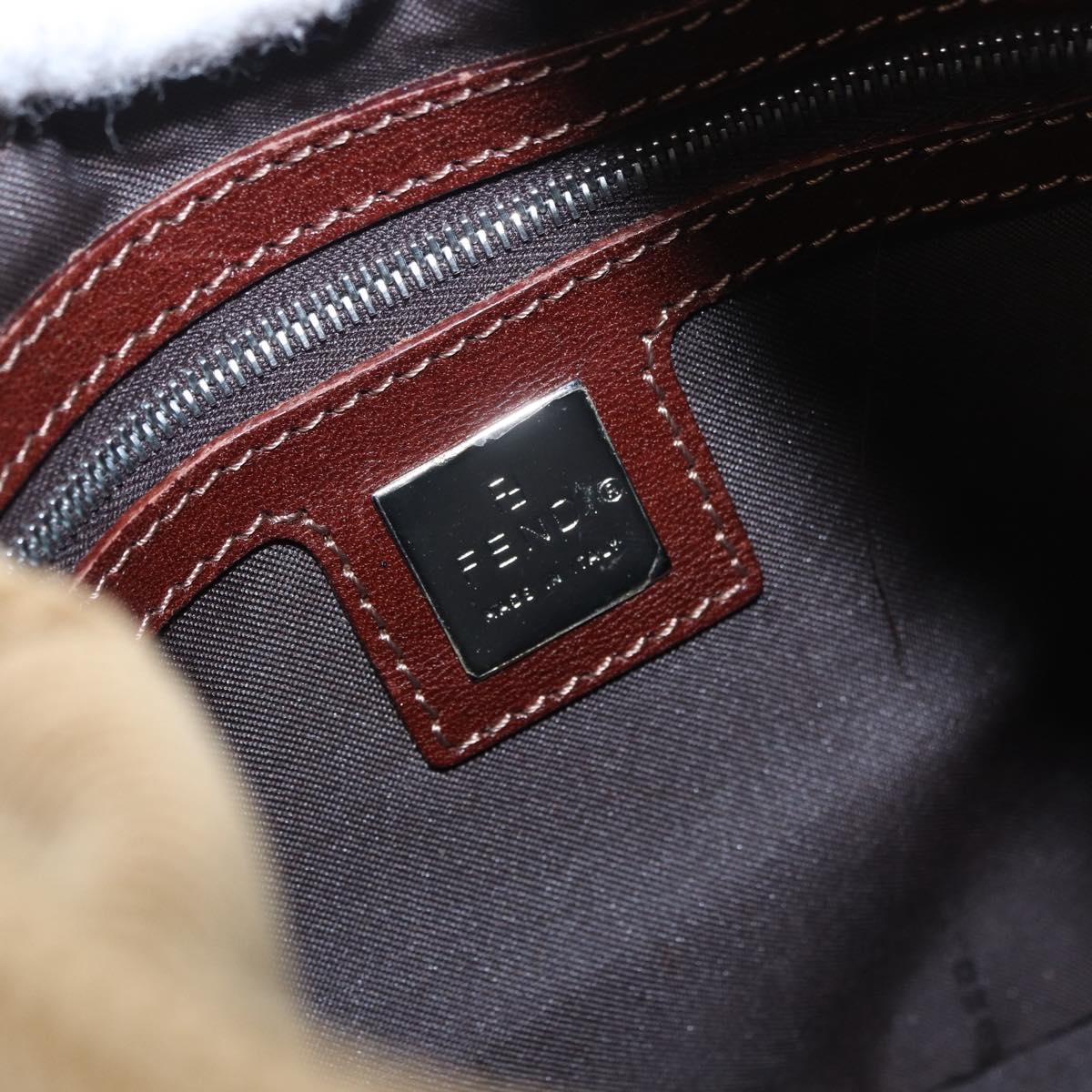 FENDI Mamma Baguette Shoulder Bag Corduroy Brown Silver Auth 183834