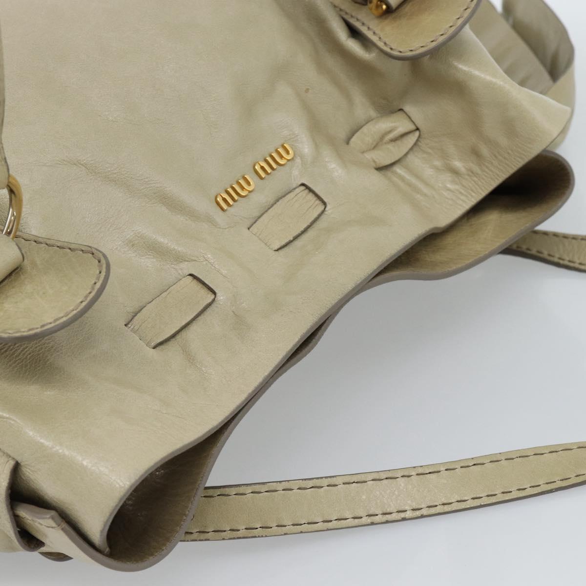 Miu Miu Tote Bag Leather Green Gold Auth 183837SAM