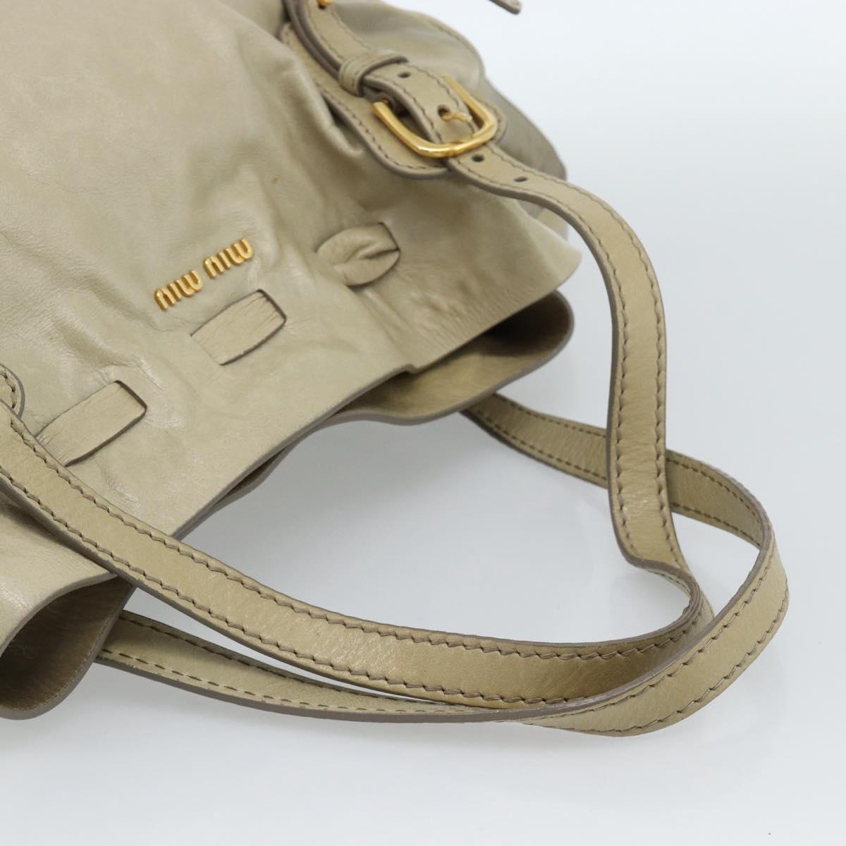 Miu Miu Tote Bag Leather Green Gold Auth 183837SAM