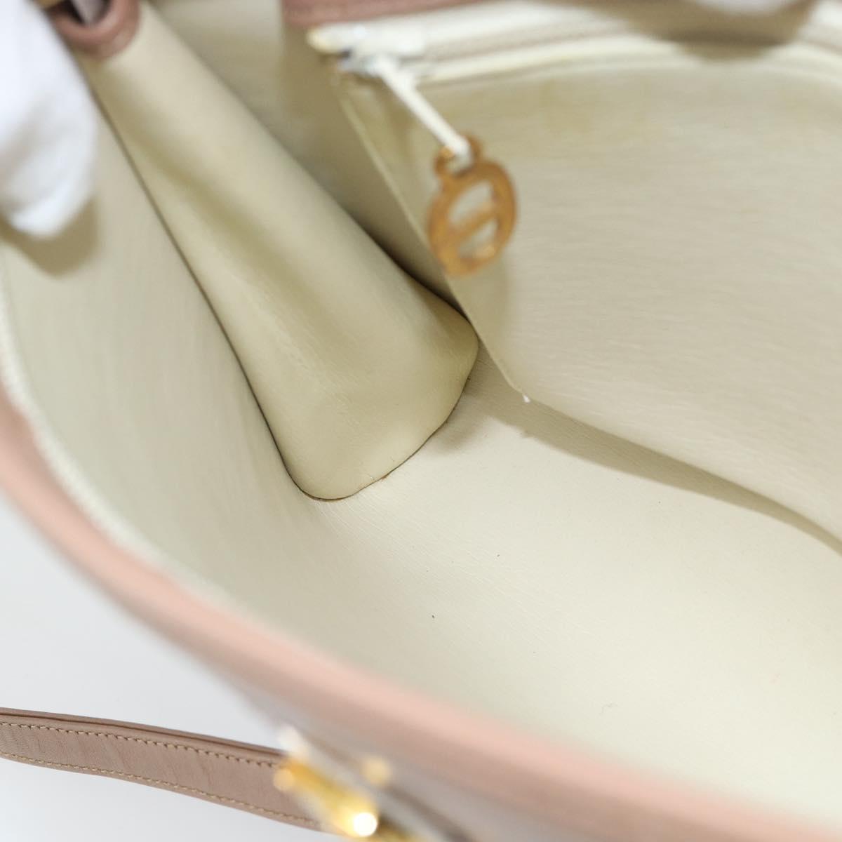 Christian Dior Trotter Canvas Shoulder Bag Beige Gold Auth 183838A
