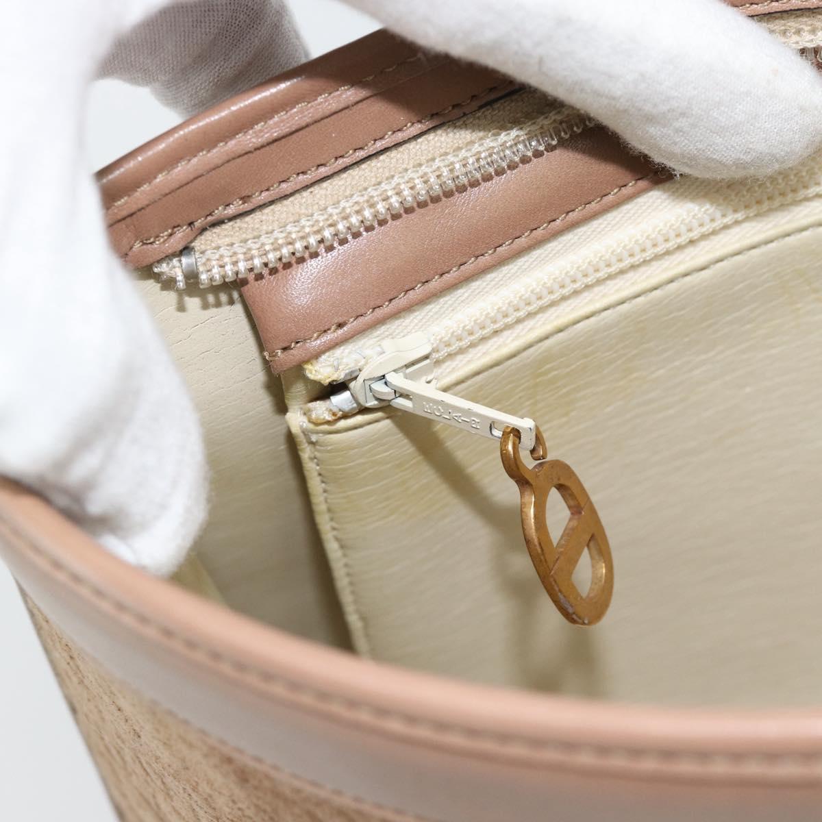 Christian Dior Trotter Canvas Shoulder Bag Beige Gold Auth 183838A
