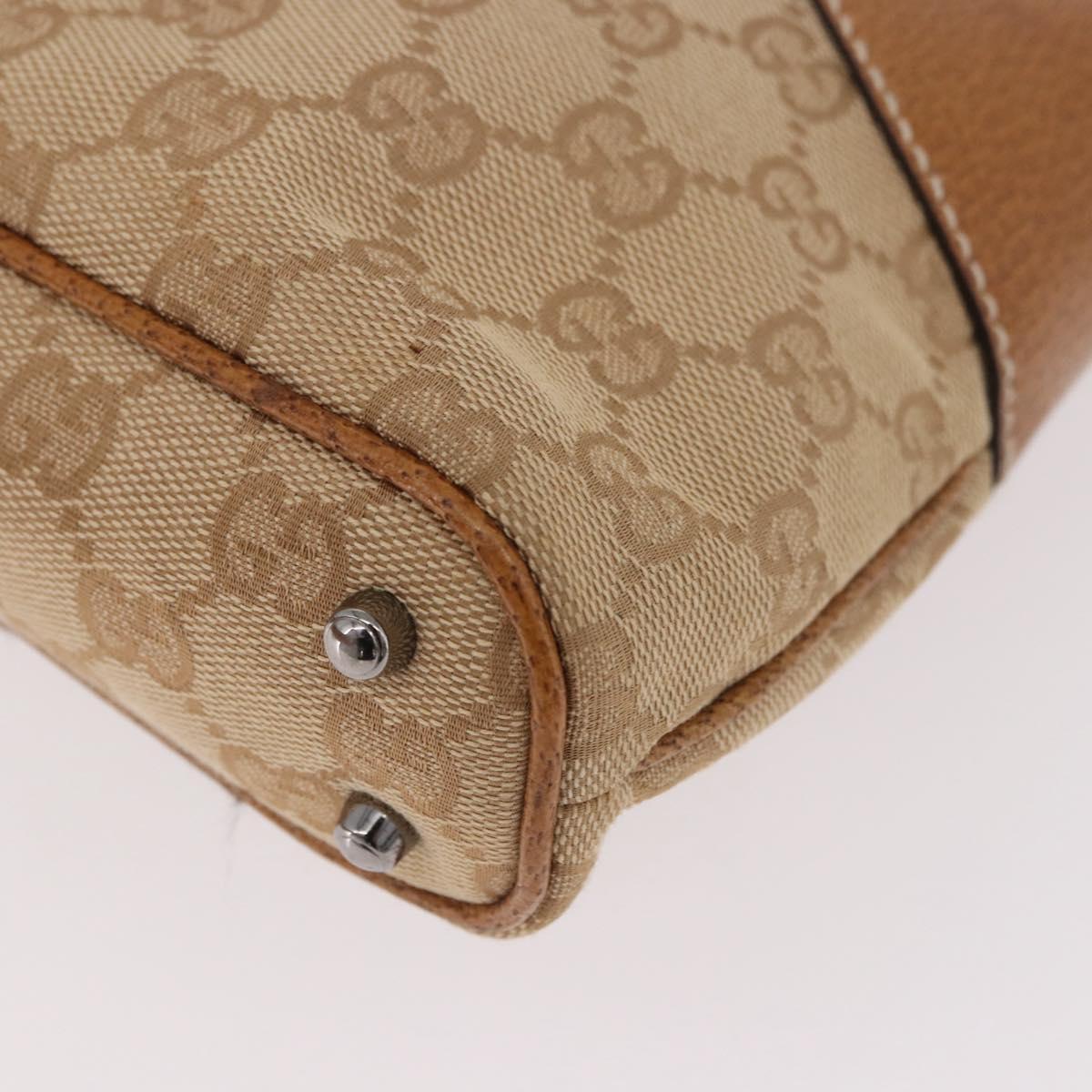 GUCCI GG Canvas Hand Bag Beige Silver 113015 Auth 183839A