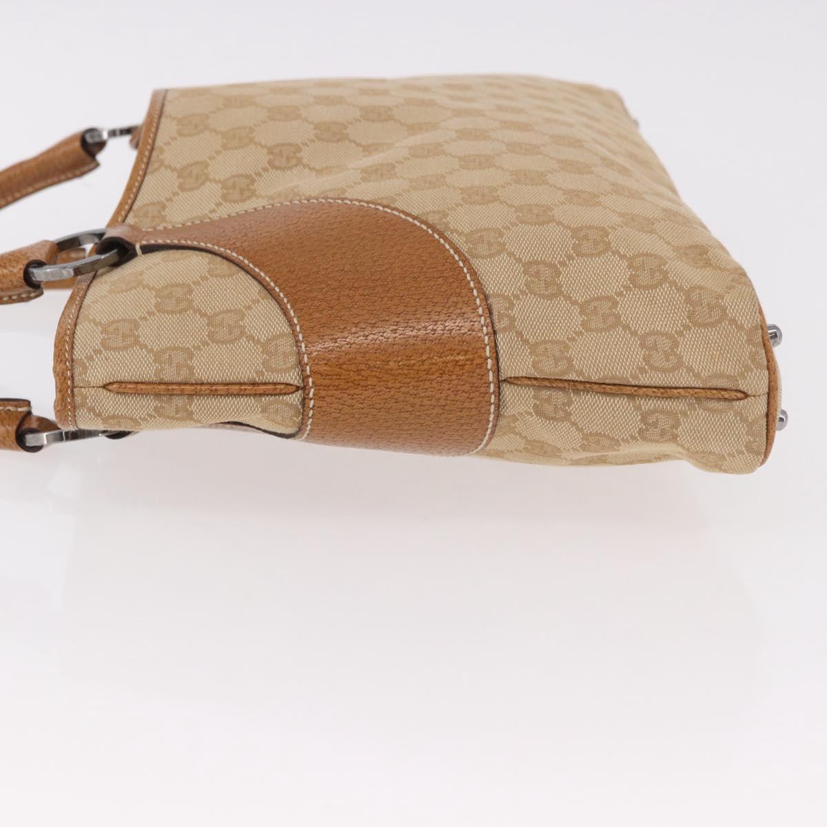 GUCCI GG Canvas Hand Bag Beige Silver 113015 Auth 183839A
