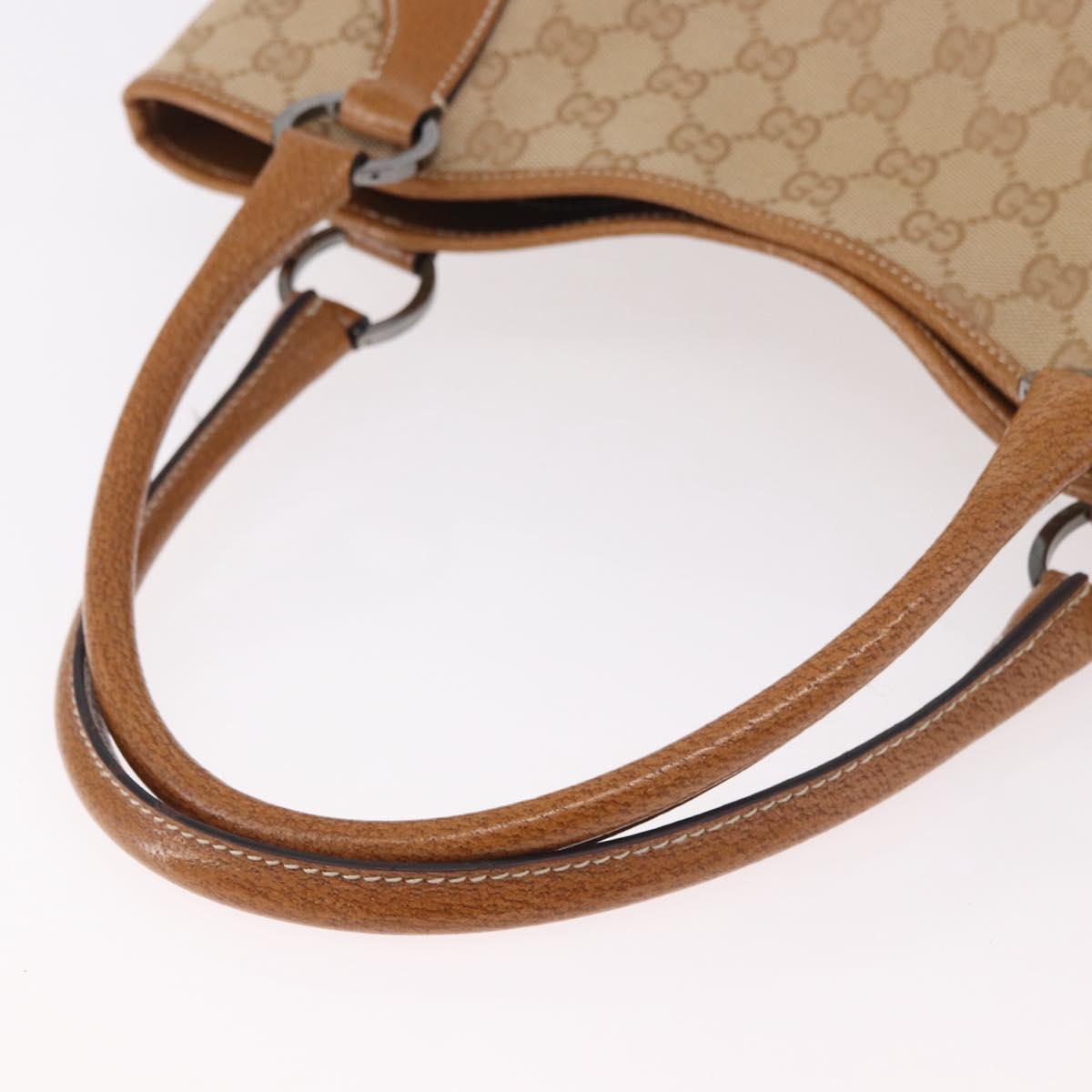 GUCCI GG Canvas Hand Bag Beige Silver 113015 Auth 183839A