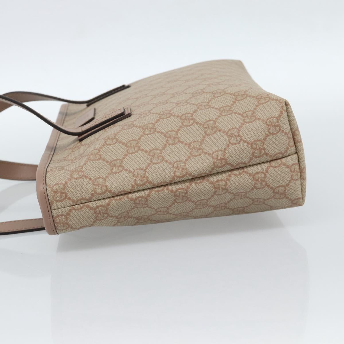 GUCCI GG Supreme Tote Bag PVC Beige Gold 211138 Auth 183842A