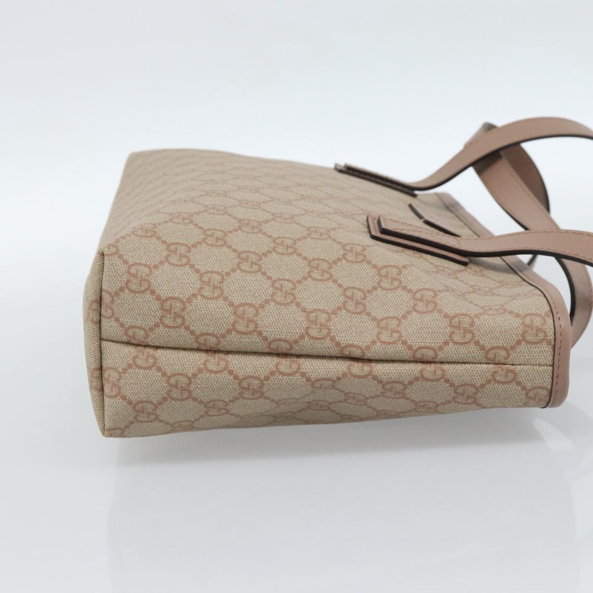 GUCCI GG Supreme Tote Bag PVC Beige Gold 211138 Auth 183842A