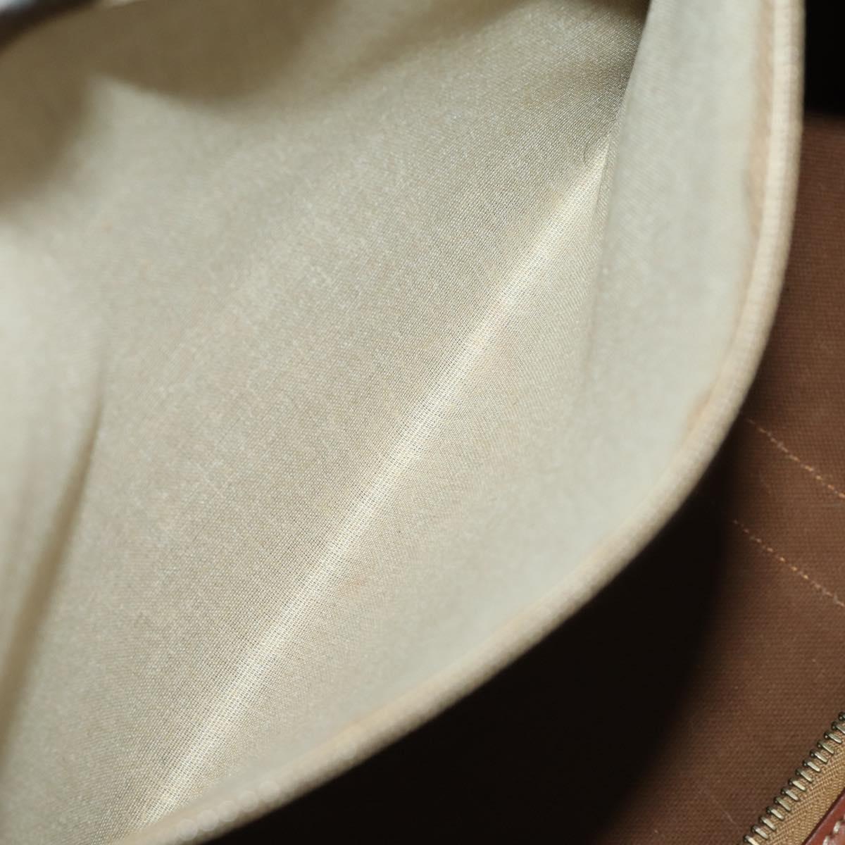 CELINE Macadam Canvas Boston Bag PVC Leather Brown Gold Auth 183843A