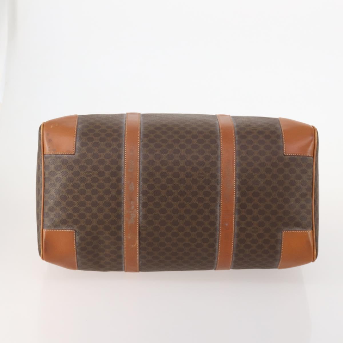 CELINE Macadam Canvas Boston Bag PVC Leather Brown Gold Auth 183843A