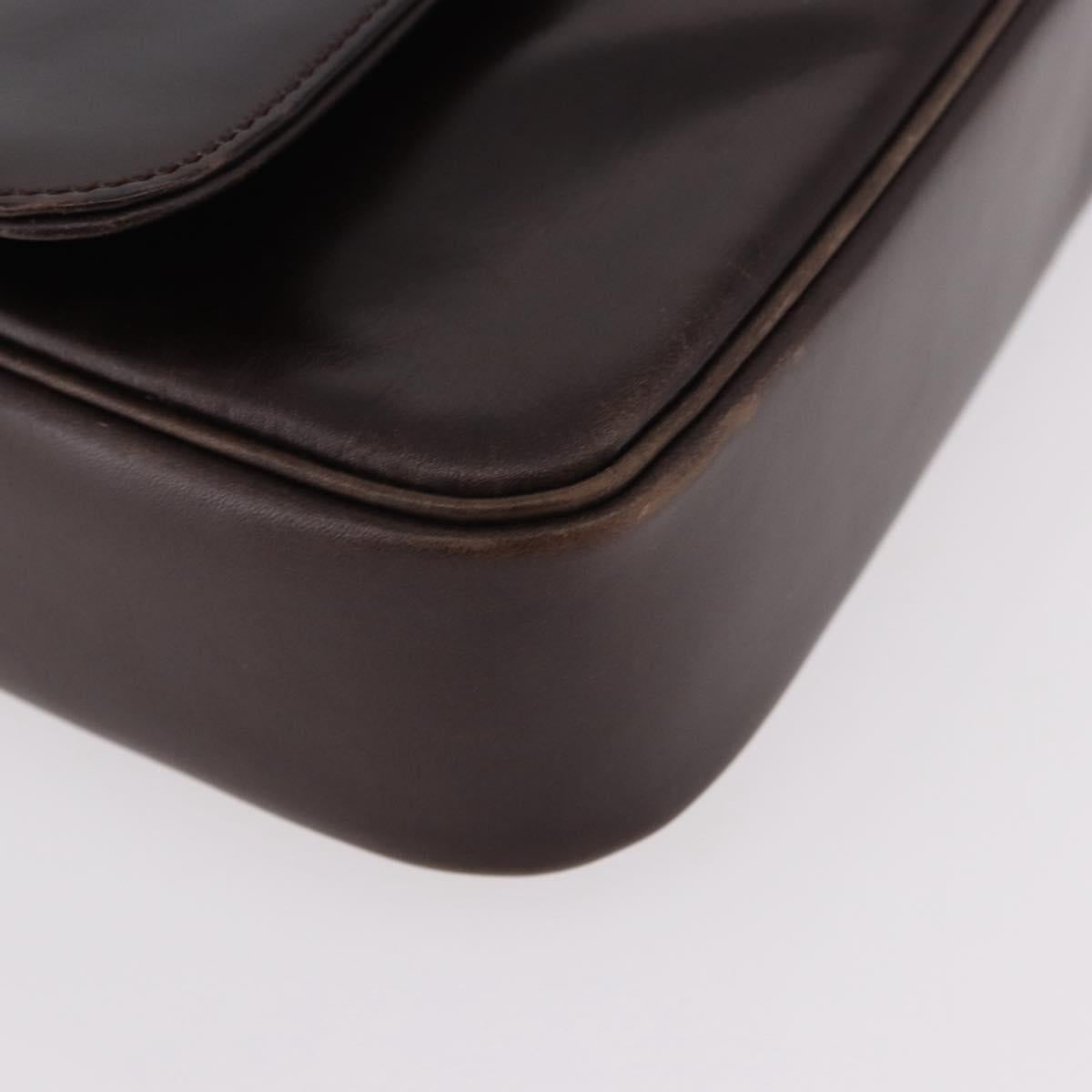 Christian Dior Shoulder Bag Leather Brown Gold Auth 183849