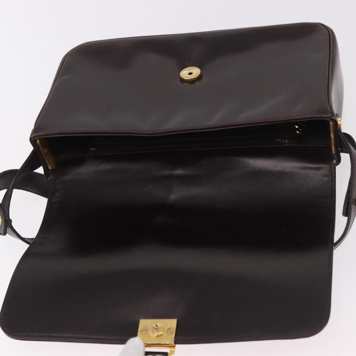Christian Dior Shoulder Bag Leather Brown Gold Auth 183849