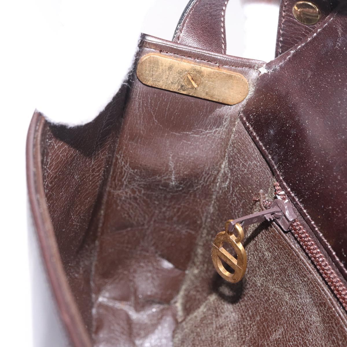 Christian Dior Shoulder Bag Leather Brown Gold Auth 183849