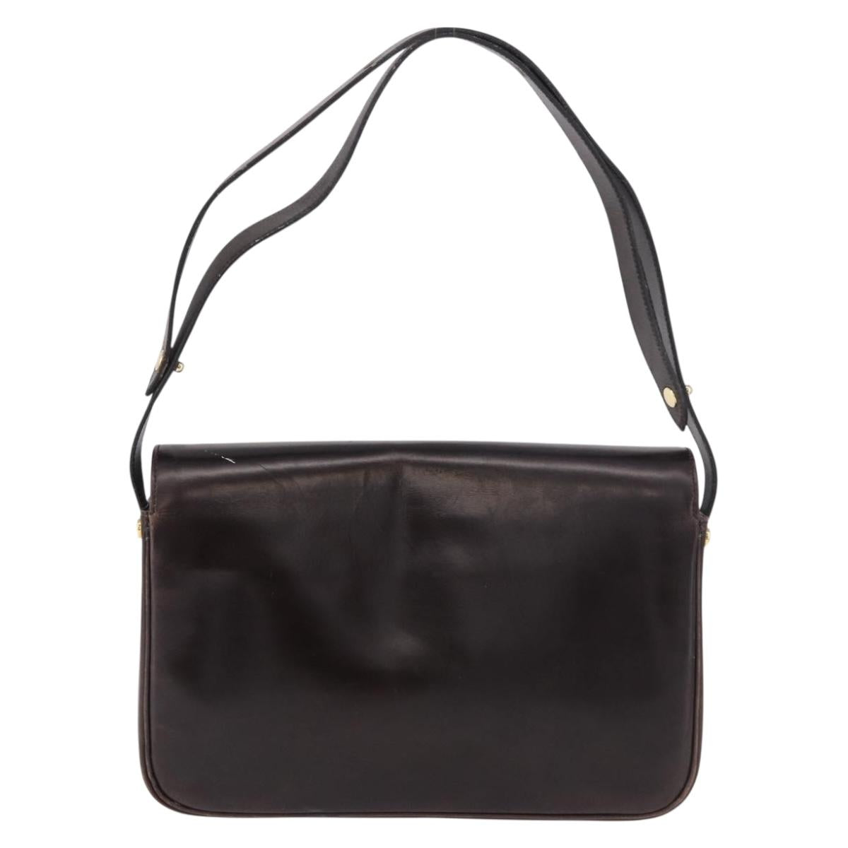 Christian Dior Shoulder Bag Leather Brown Gold Auth 183849