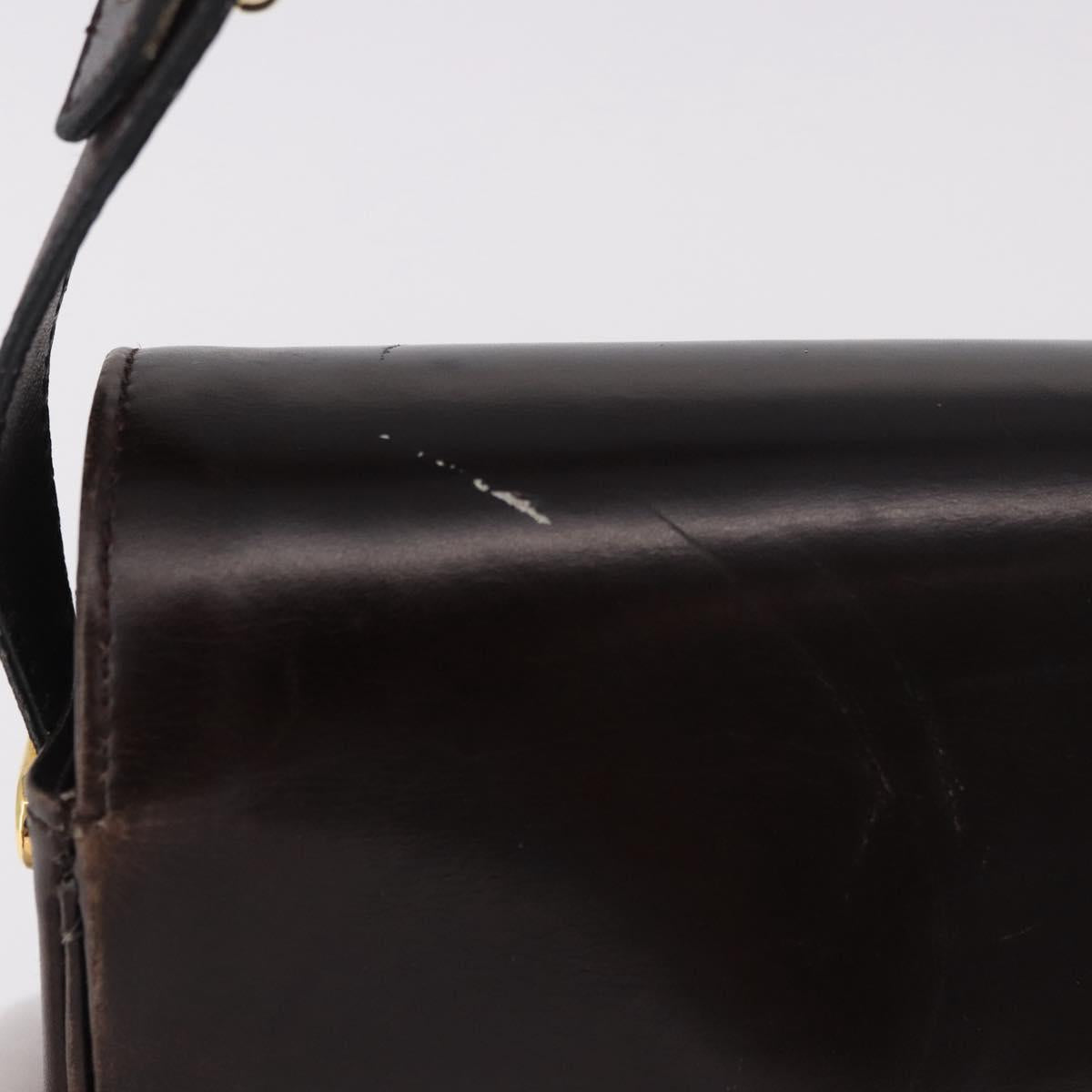 Christian Dior Shoulder Bag Leather Brown Gold Auth 183849